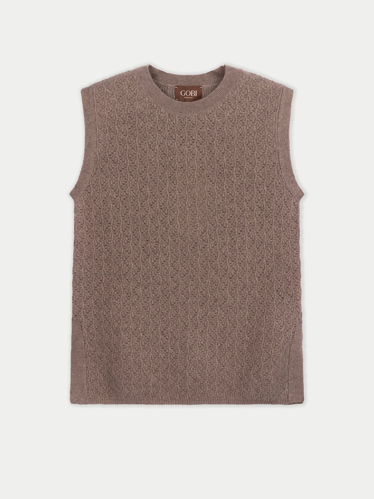 Organic Colour  Ajour Knit Crewneck Cashmere Vest
