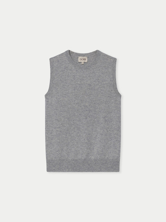 Timeless Cashmere Crewneck Vest Dawn Blue - Gobi Cashmere