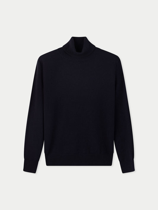 Timeless Cashmere Turtleneck Sweater Navy Blazer - Gobi Cashmere