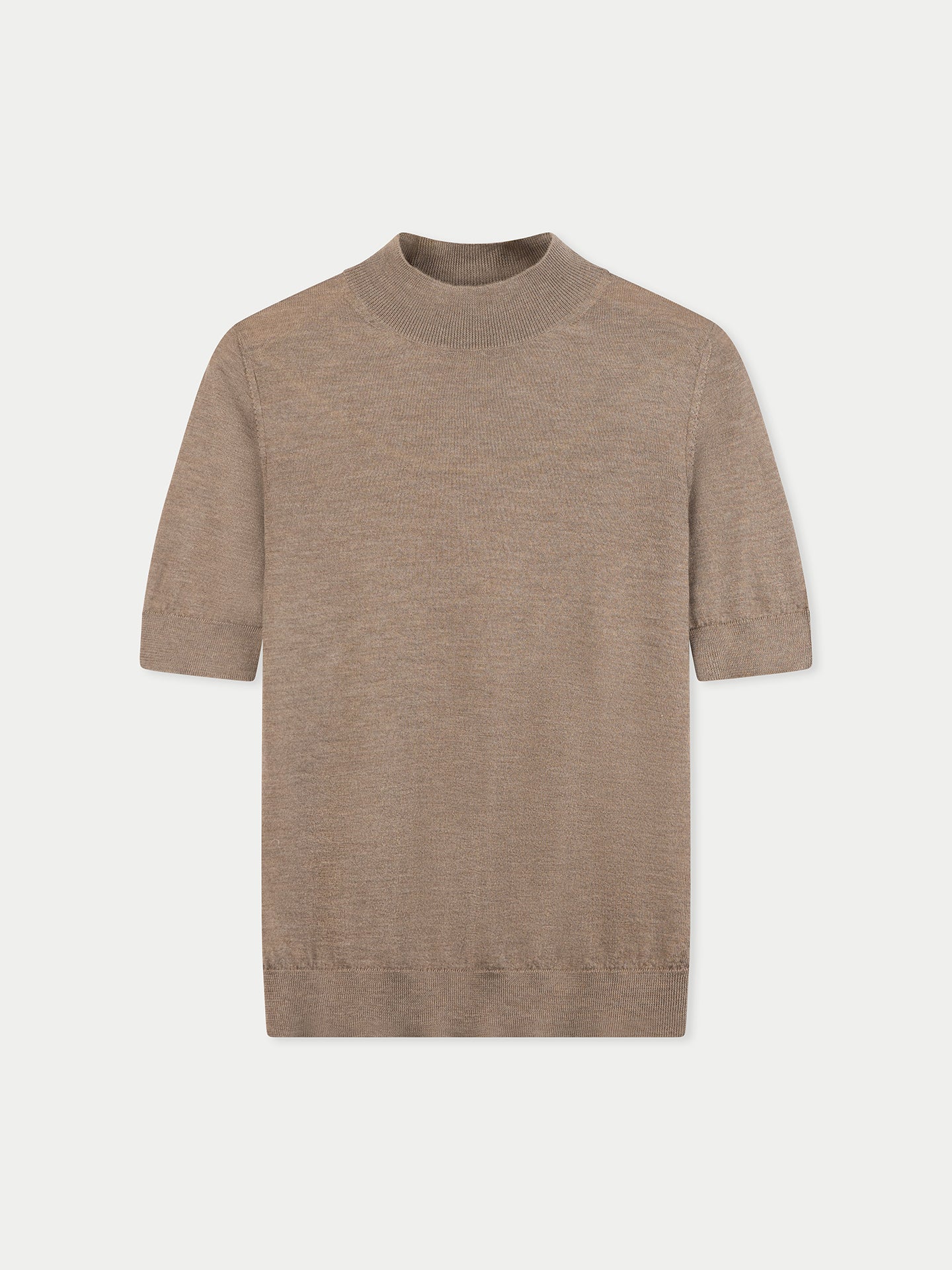 Women's Cashmere Cashmere Silk Shirt with High Neck Taupe - Gobi Cashmere