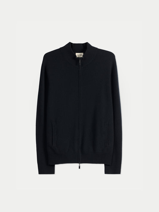Women's Classic Cashmere Full-Zip Cardigan Black | GOBI Cashmere