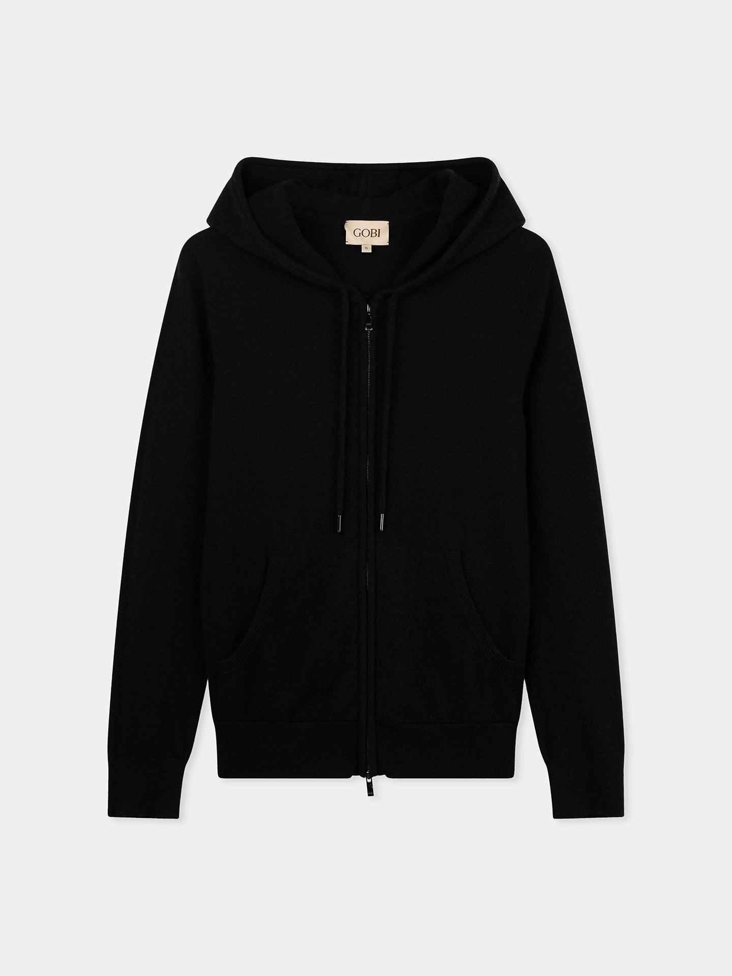 Women's Cashmere Zipper Hoodie Pocket Black | GOBI Cashmere