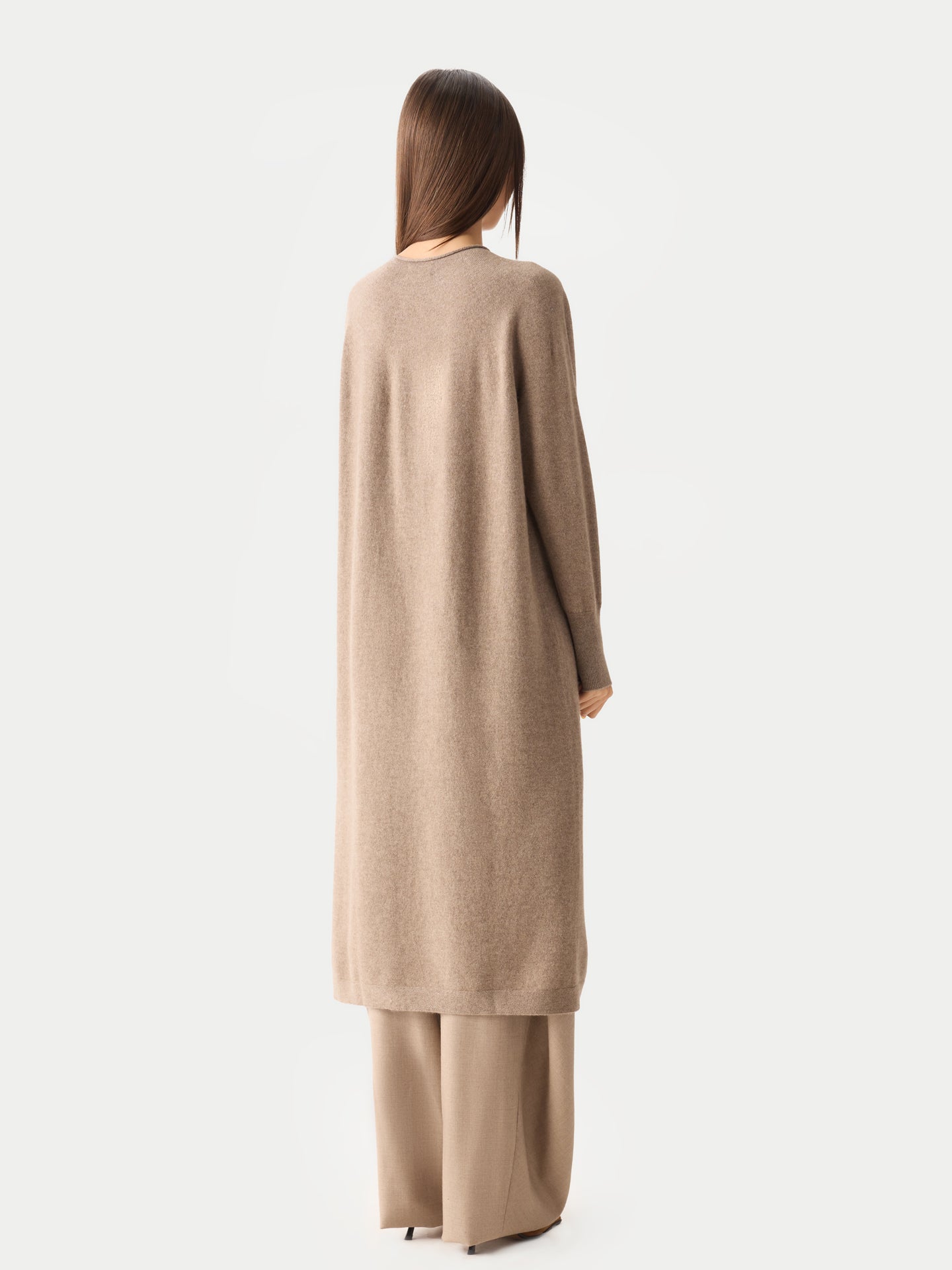 Women’s Cashmere Side-Slit Maxi Dress Taupe | GOBI Cashmere