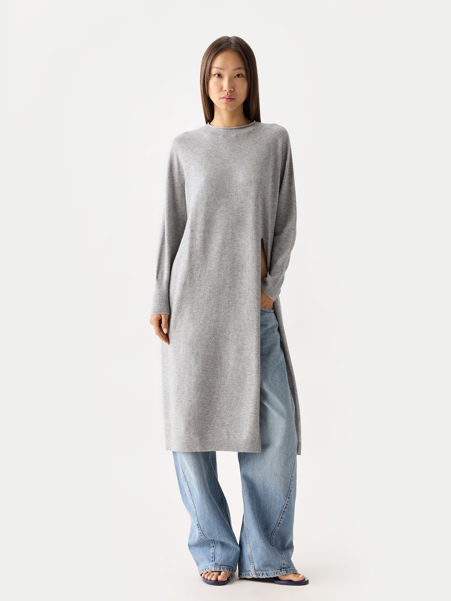 Women’s Cashmere Side-Slit Maxi Dress High Rise | GOBI Cashmere