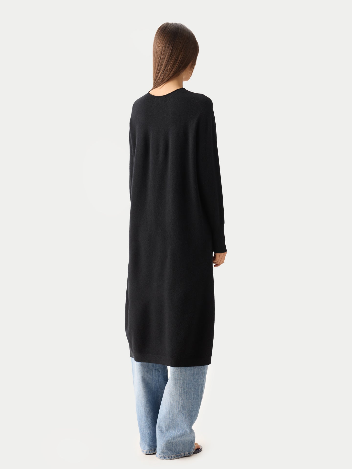 Women’s Cashmere Side-Slit Maxi Dress Black | GOBI Cashmere