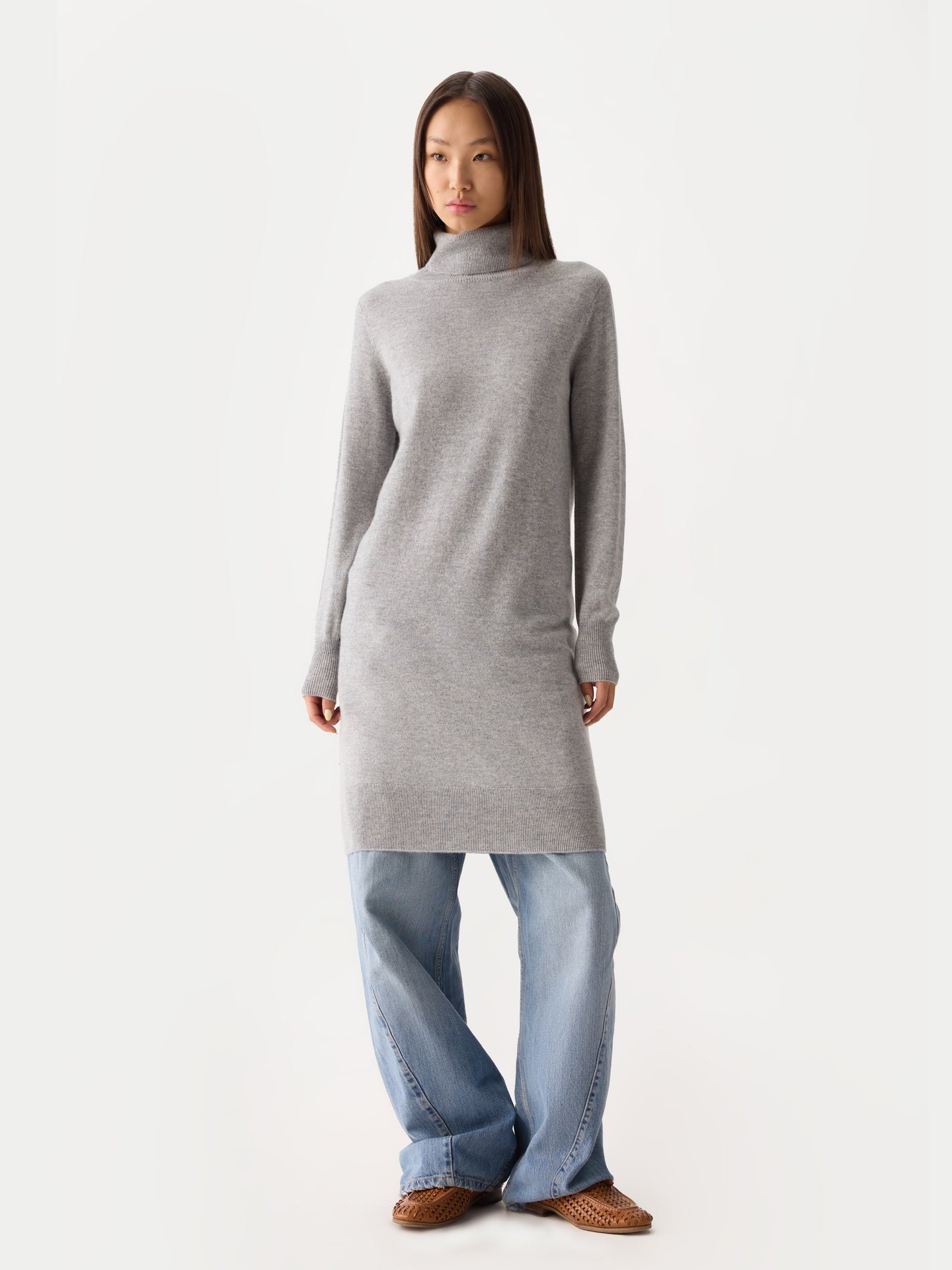 Women's Cashmere Cashmere Turtleneck Sweater Dress High Rise - Gobi Cashmere