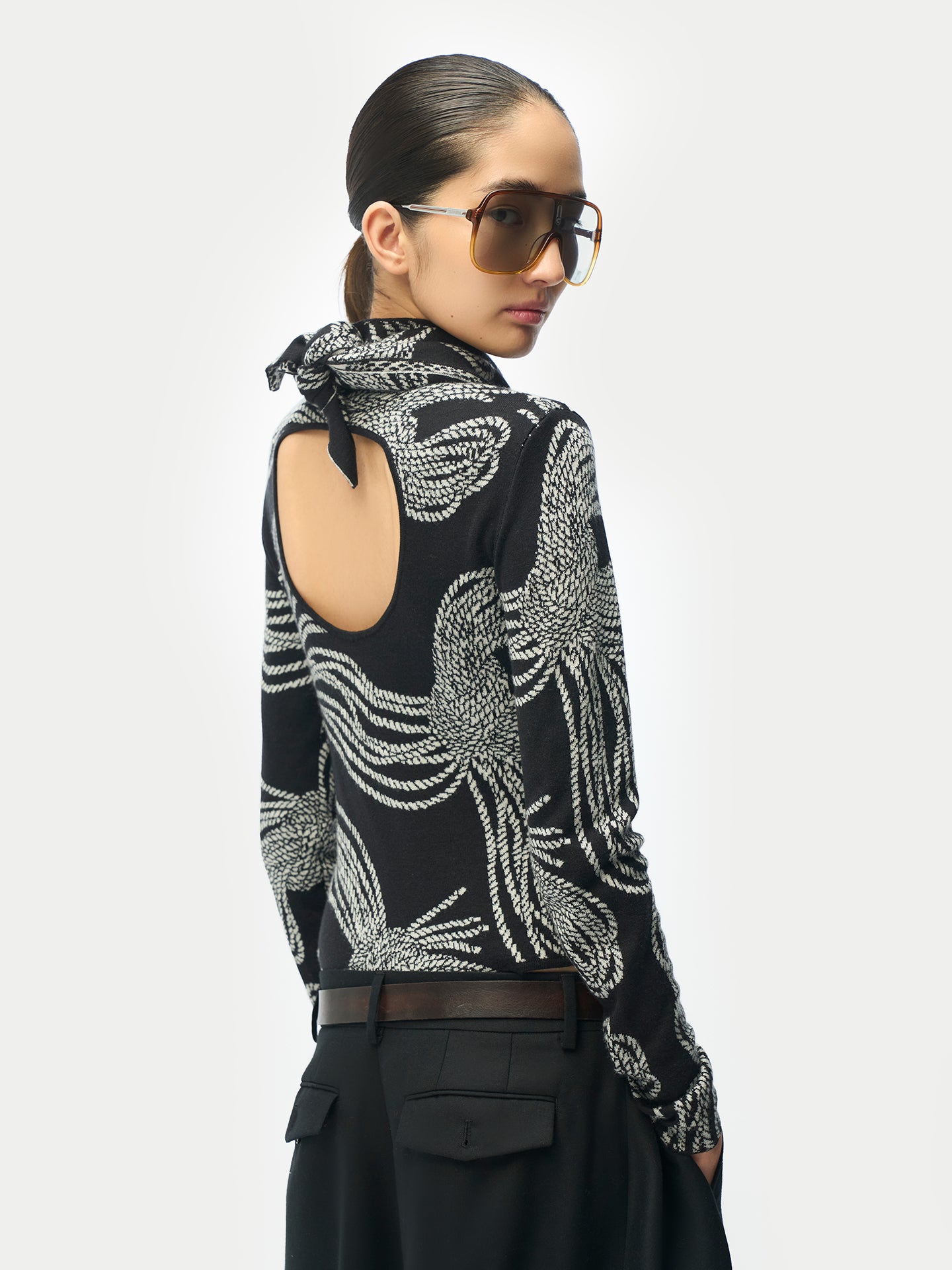 Rope Knot Print Cashmere Silk Sweater