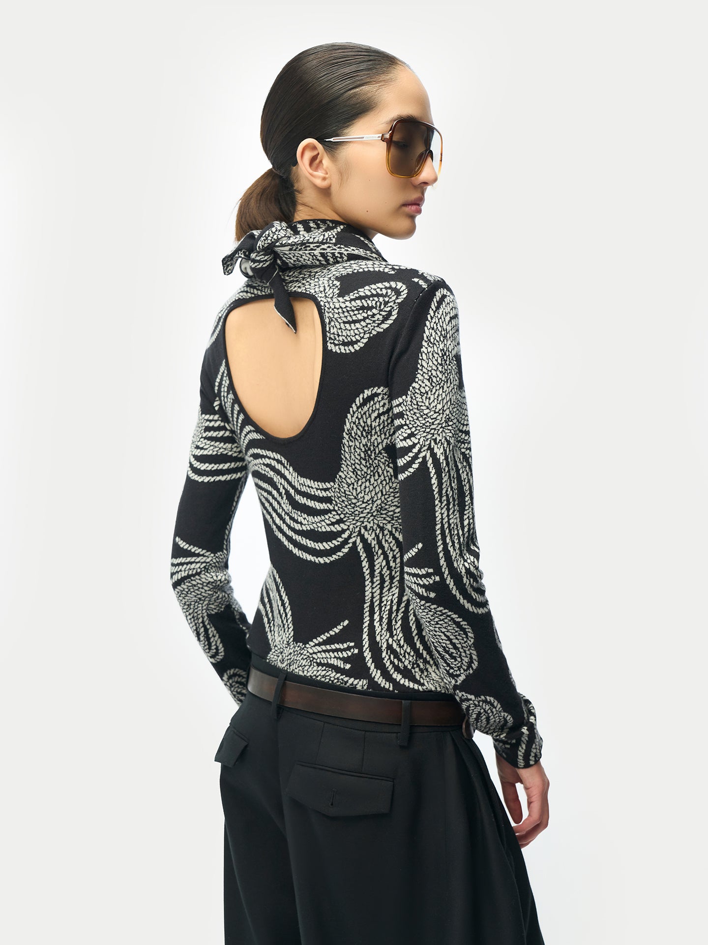 Rope Knot Print Cashmere Silk Sweater