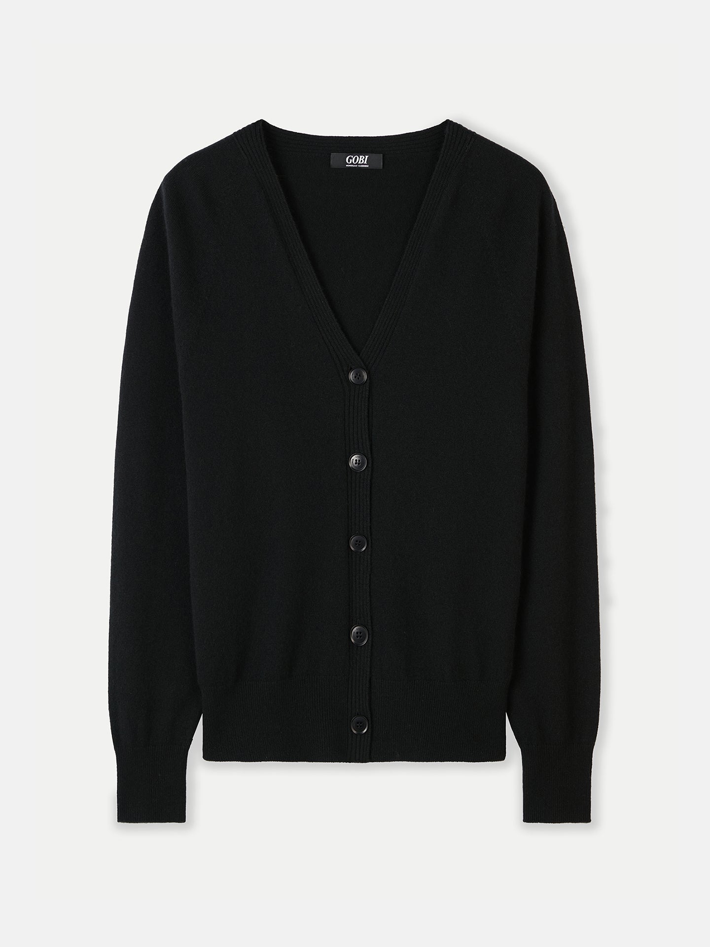 Women's Cashmere 3D Button-up Cardigan Black - Gobi Cashmere