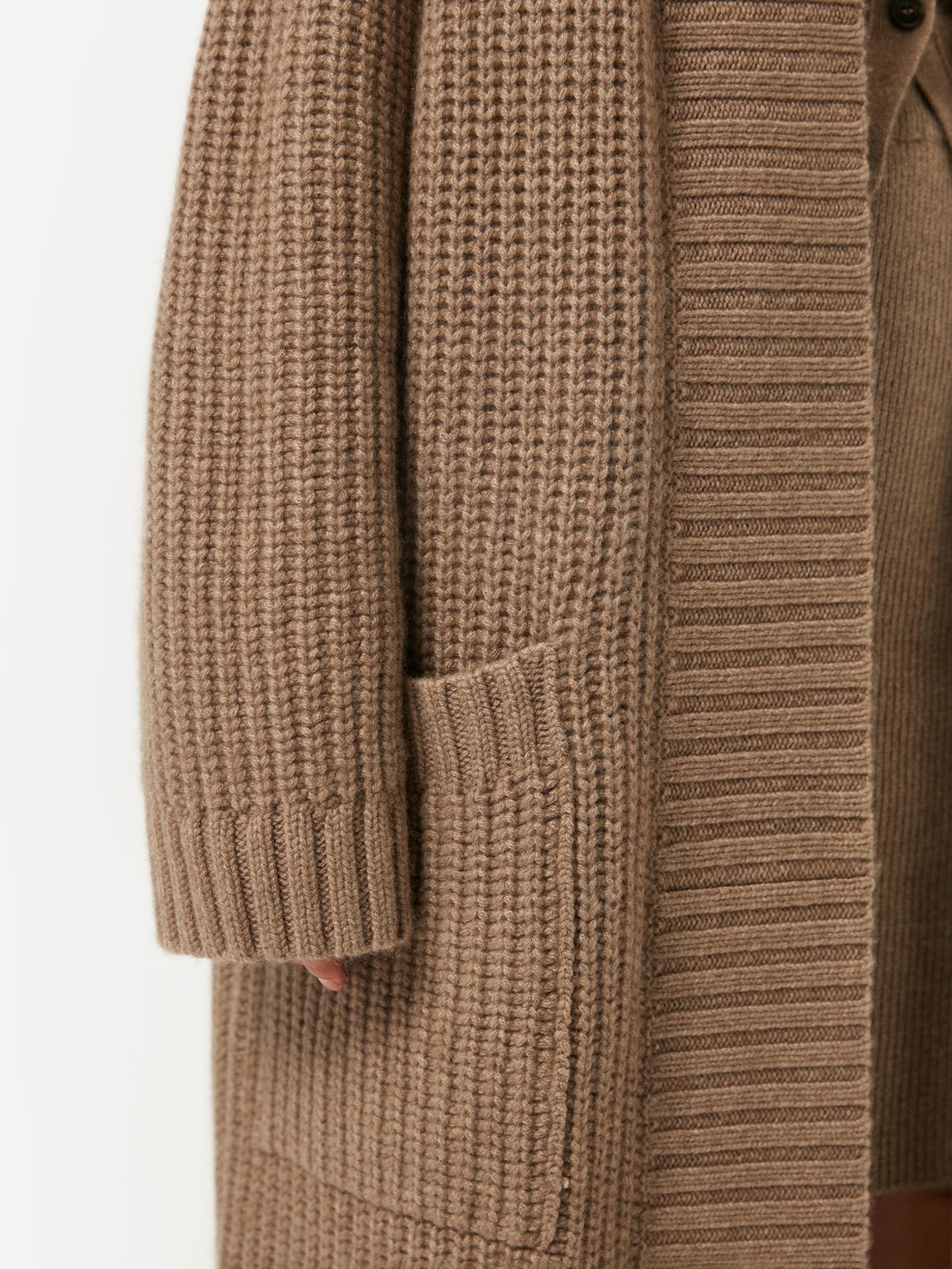 Women's Organic Colour Open-Front Cashmere Cardigan Taupe - Gobi Cashmere