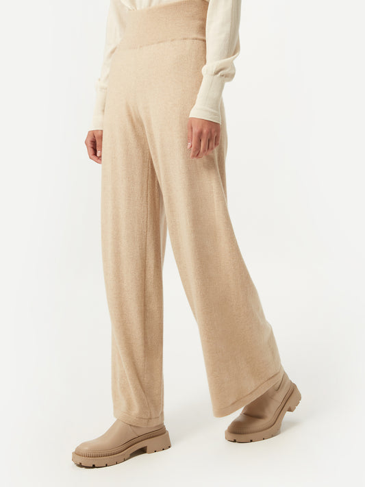 Women’s Organic Cashmere Joggers Beige - Gobi Cashmere