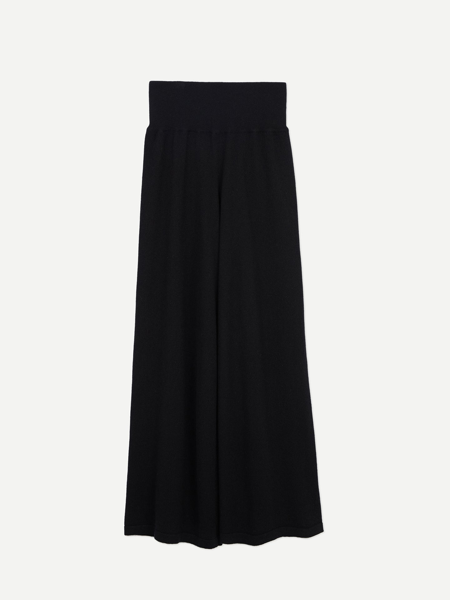 Women's Cashmere Wide-Legged Pants Black - Gobi Cashmere