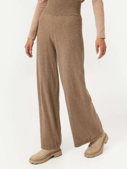 Women's Organic Cashmere Wide-Legged Pants Taupe - Gobi Cashmere