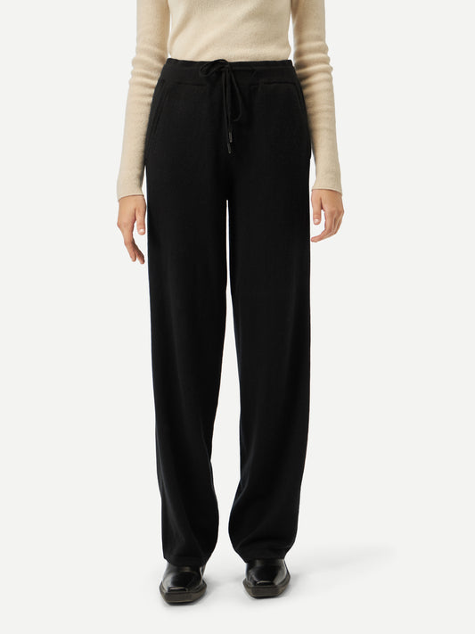 Women's Cashmere Straight Leg Jogger Black - Gobi Cashmere