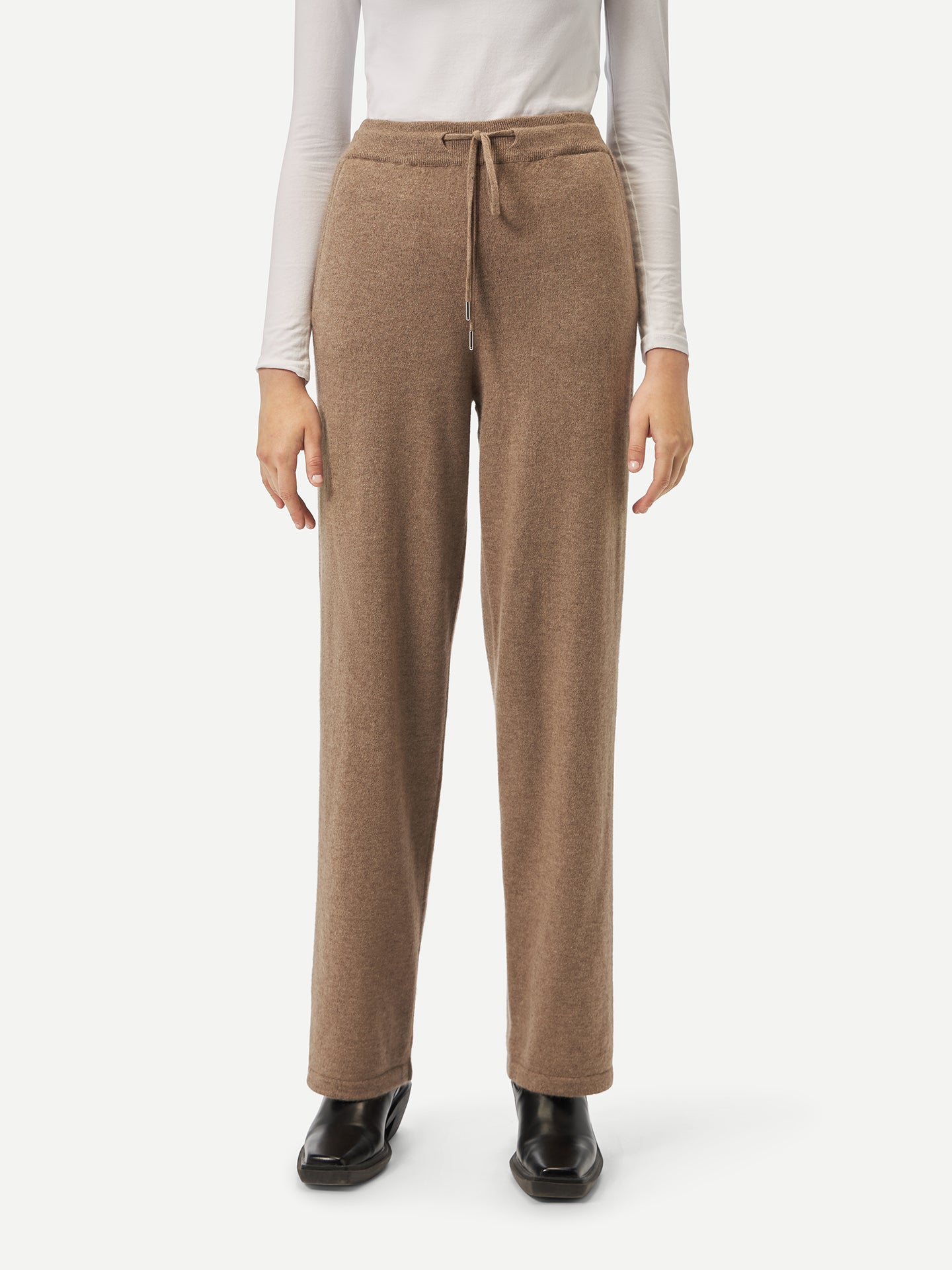 Women's Cashmere Organic Colour Straight Leg Jogger Taupe - Gobi Cashmere