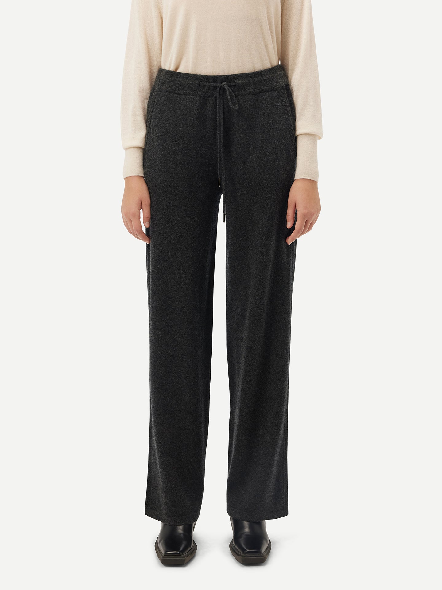 Women's Cashmere Straight Leg Jogger Charcoal - Gobi Cashmere