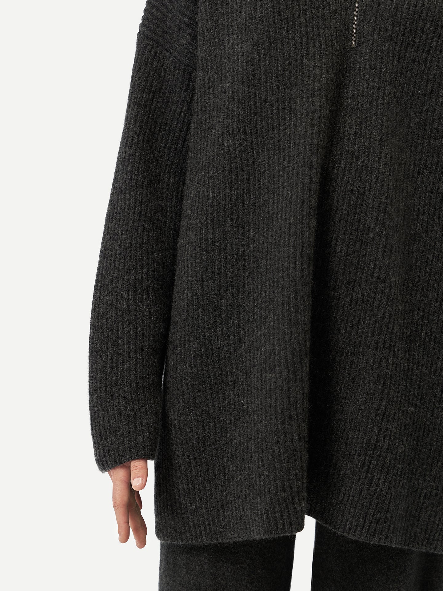Women's Cashmere Quarter-Zip Sweater Charcoal - Gobi Cashmere