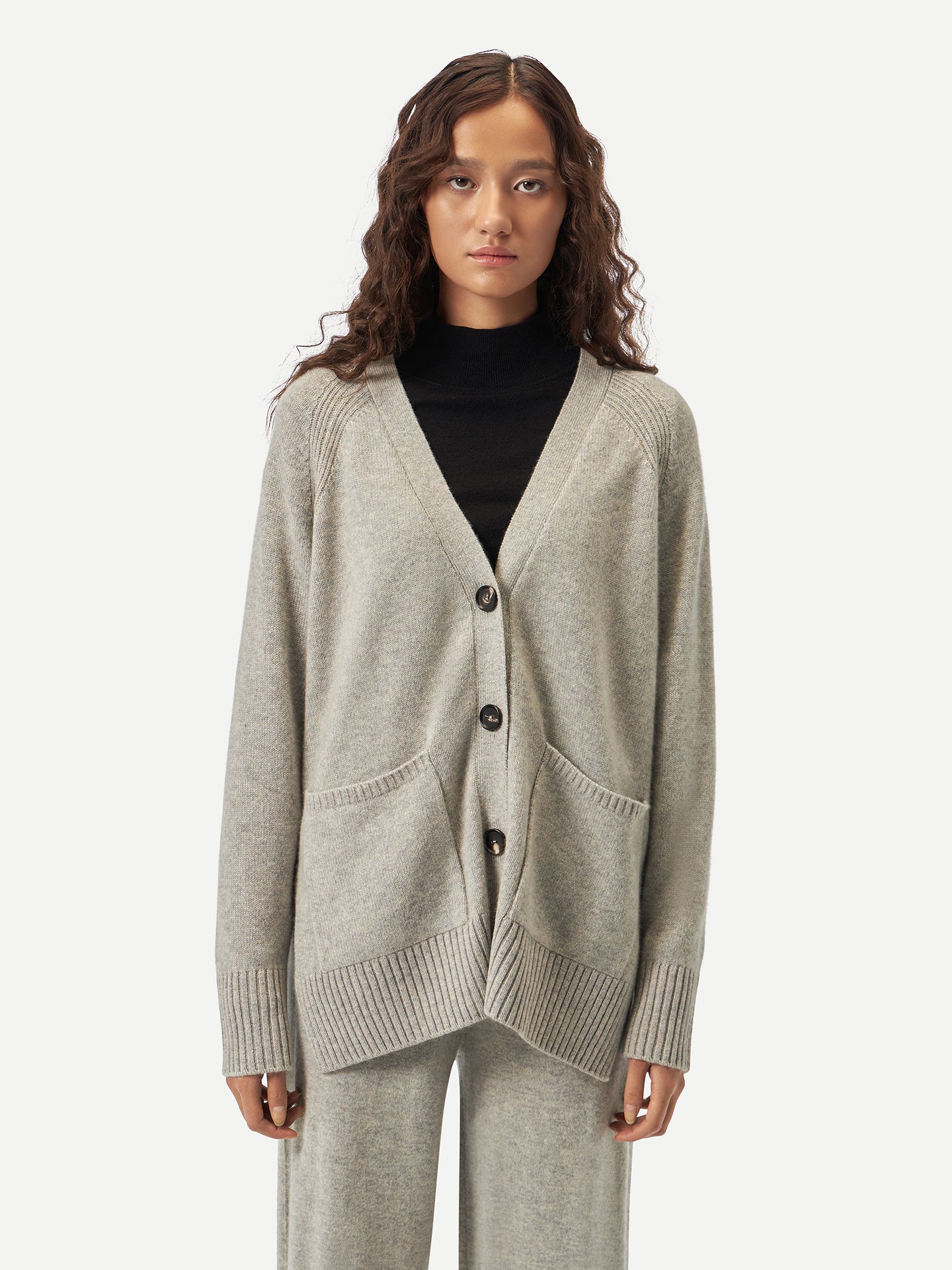 Women's Relaxed-Fit Cashmere Cardigan Dawn Blue - Gobi Cashmere