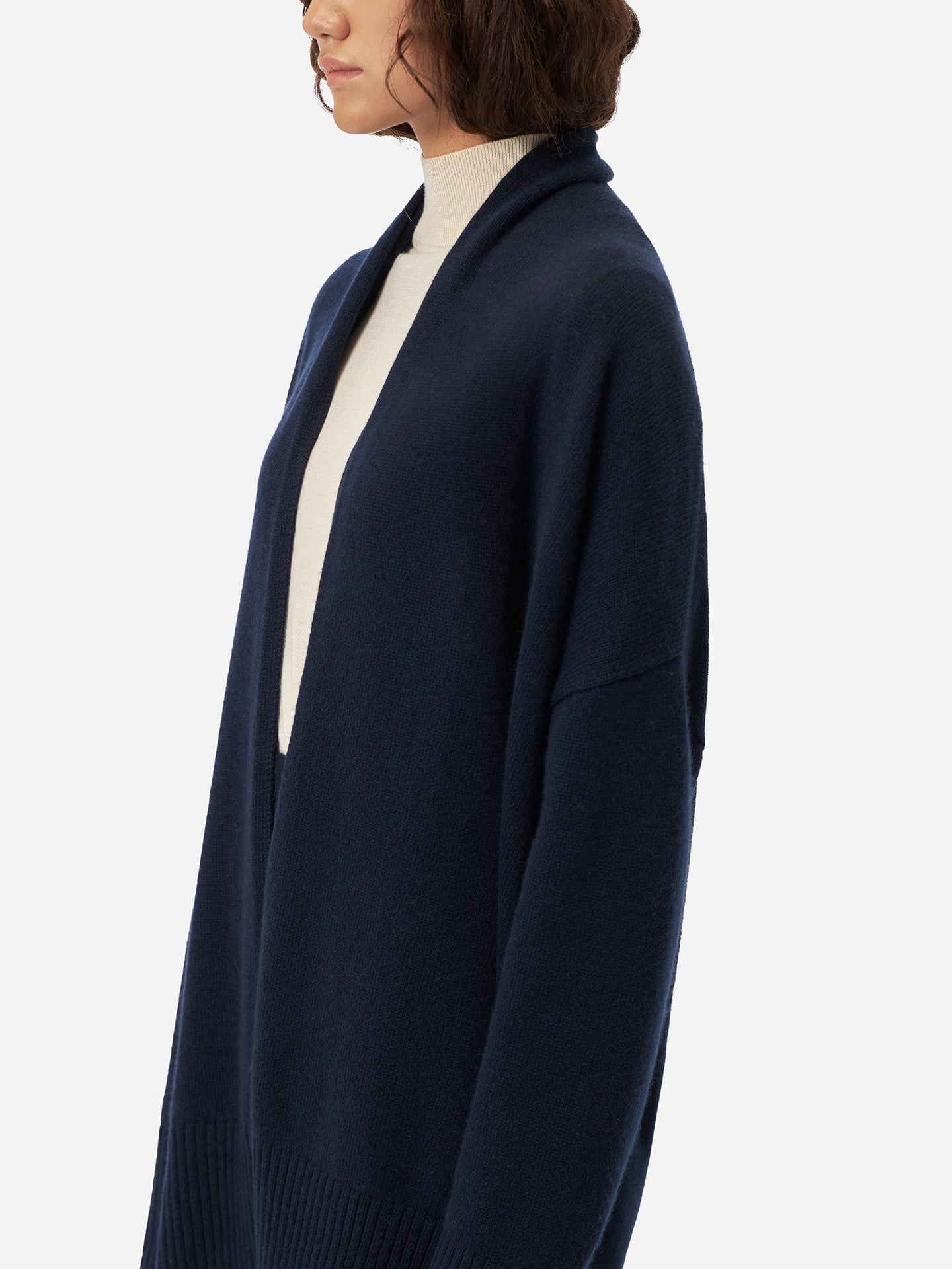 Women's Cashmere Shawl-Collar Cardigan Navy - Gobi Cashmere