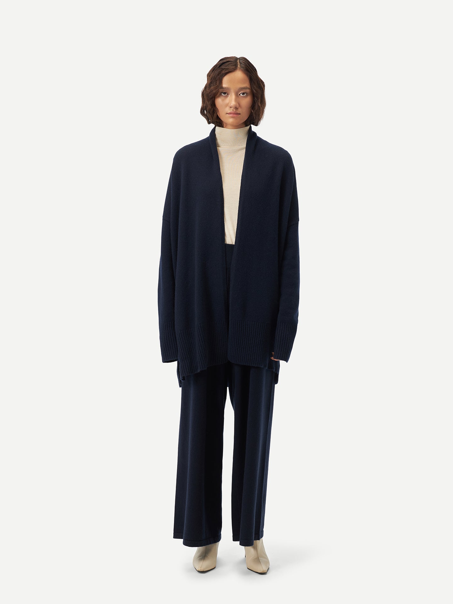 Women's Cashmere Shawl-Collar Cardigan Navy - Gobi Cashmere