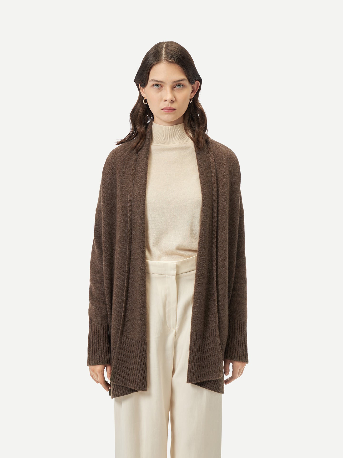 Women's Cashmere Shawl-Collar Cardigan Cocoa - Gobi Cashmere