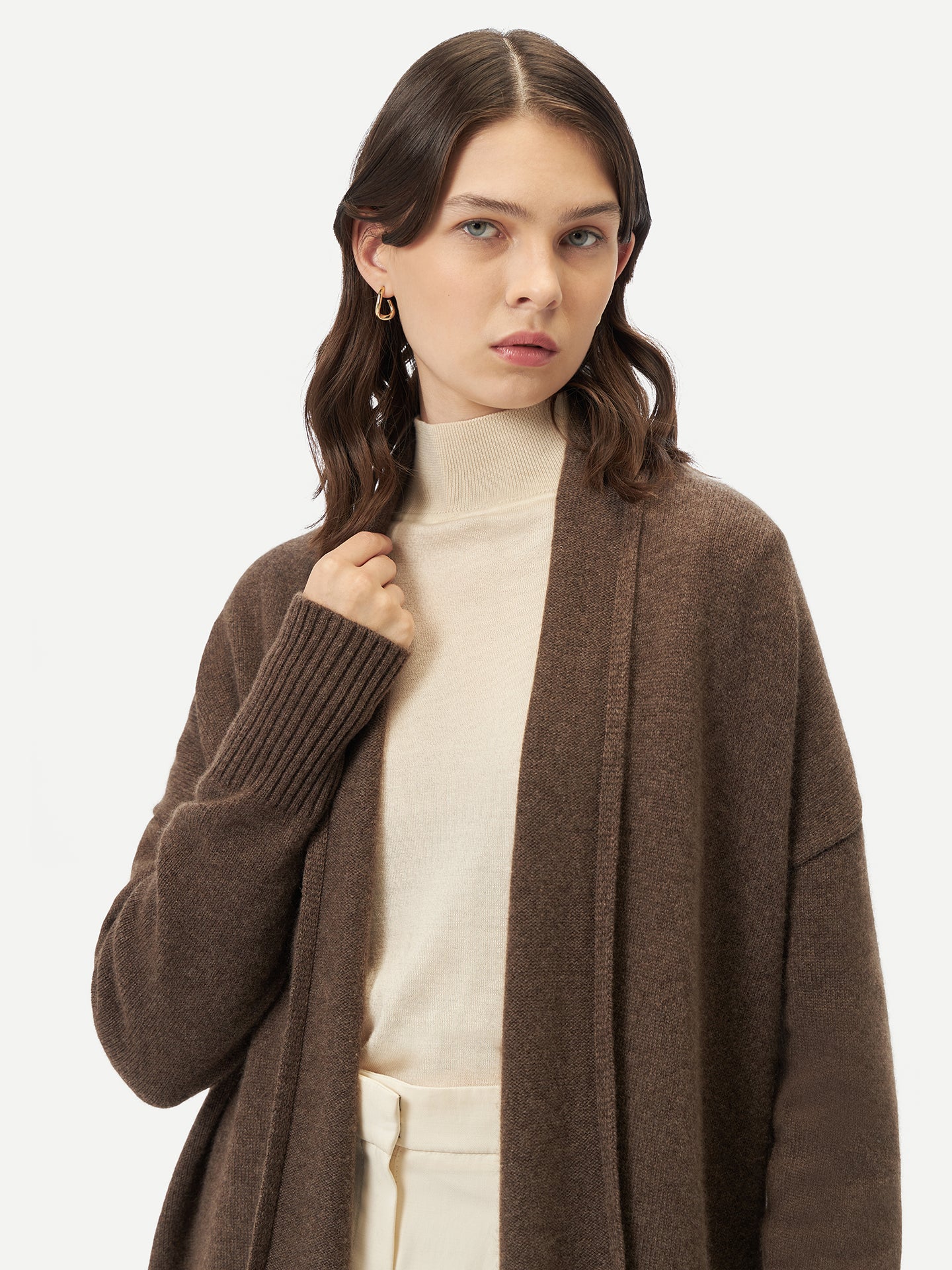 Women's Cashmere Shawl-Collar Cardigan Cocoa - Gobi Cashmere