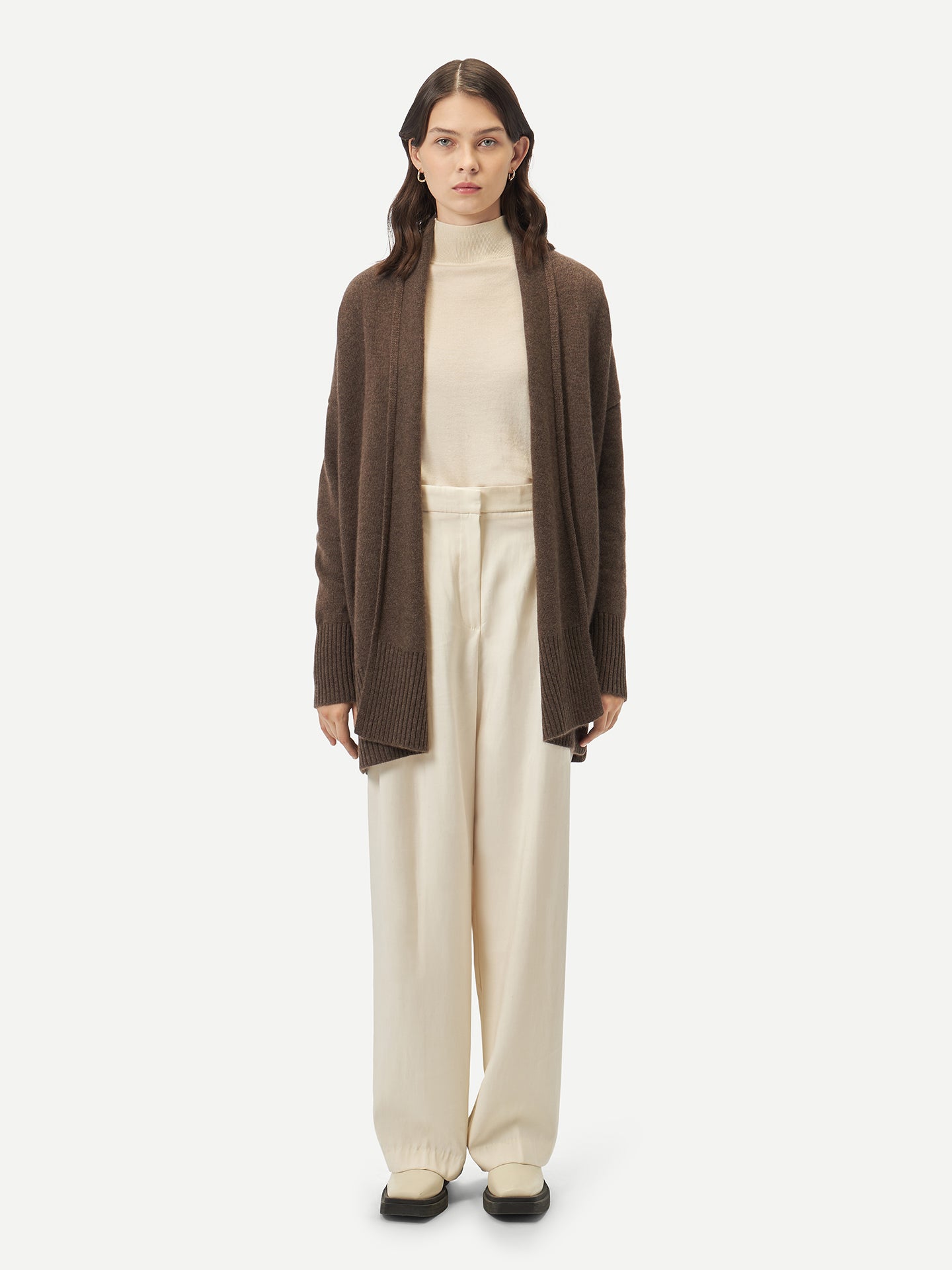 Women's Cashmere Shawl-Collar Cardigan Cocoa - Gobi Cashmere