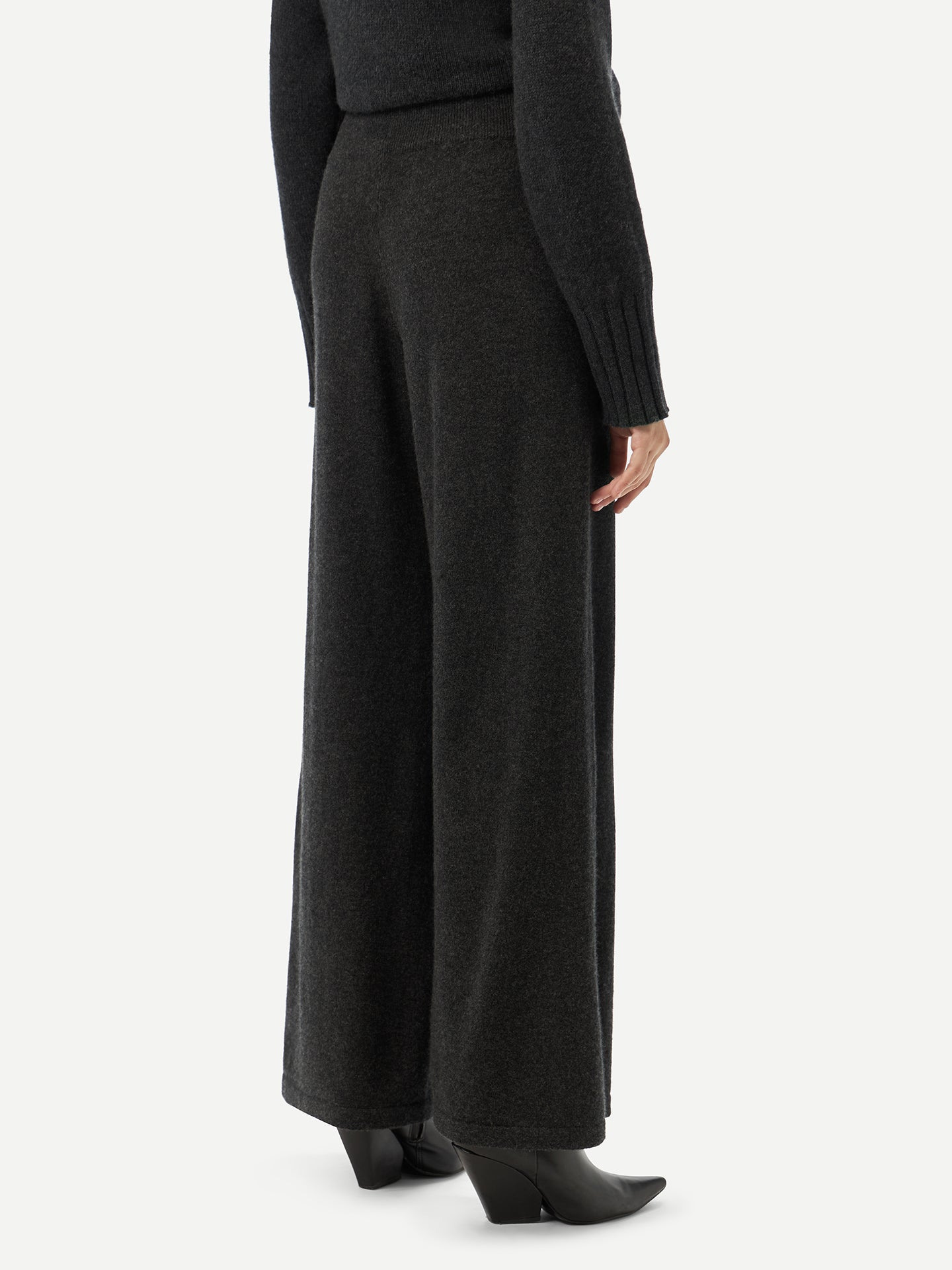 Women's Wide-Leg Cashmere Pants Charcoal - Gobi Cashmere