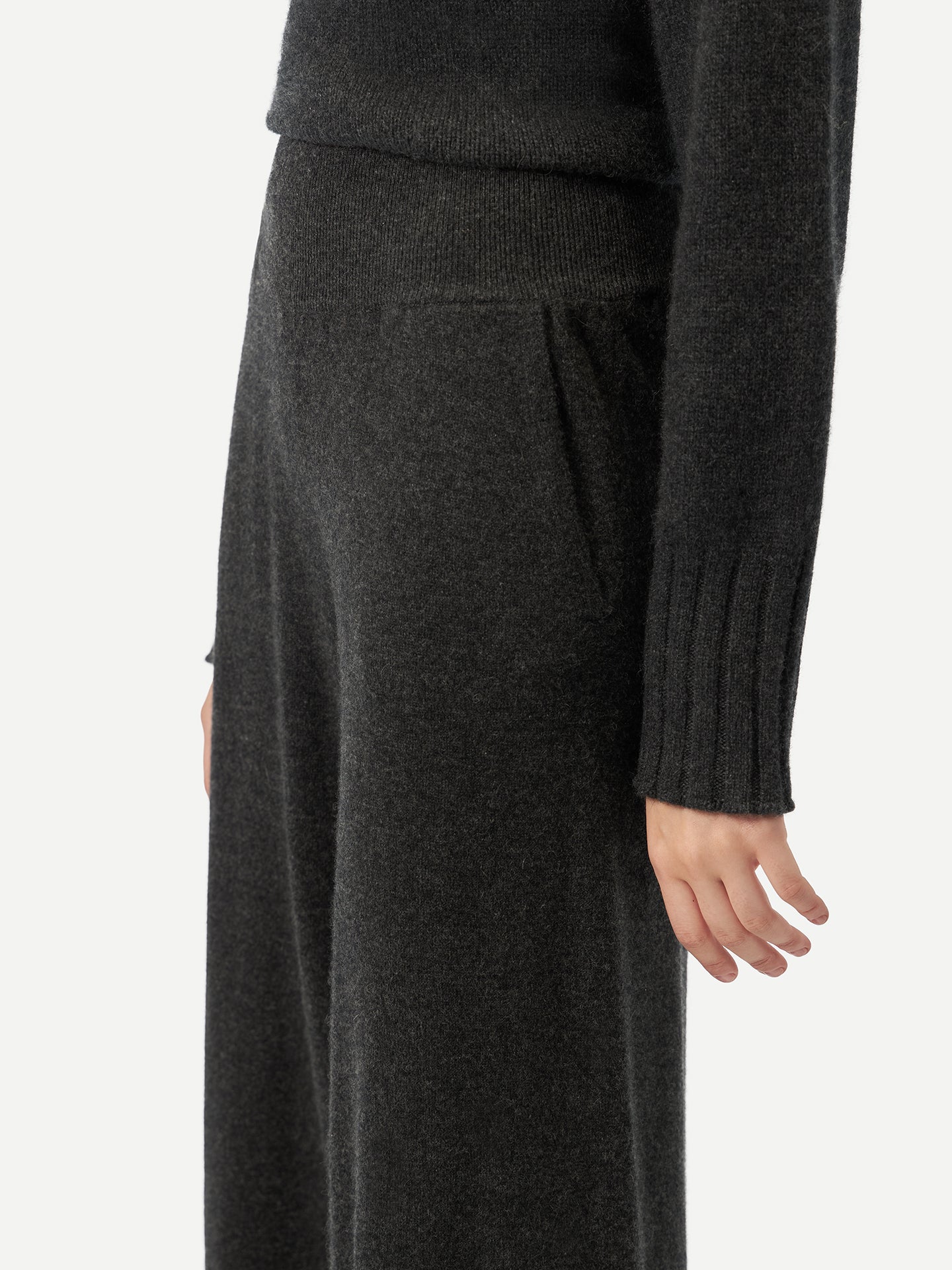 Women's Wide-Leg Cashmere Pants Charcoal - Gobi Cashmere