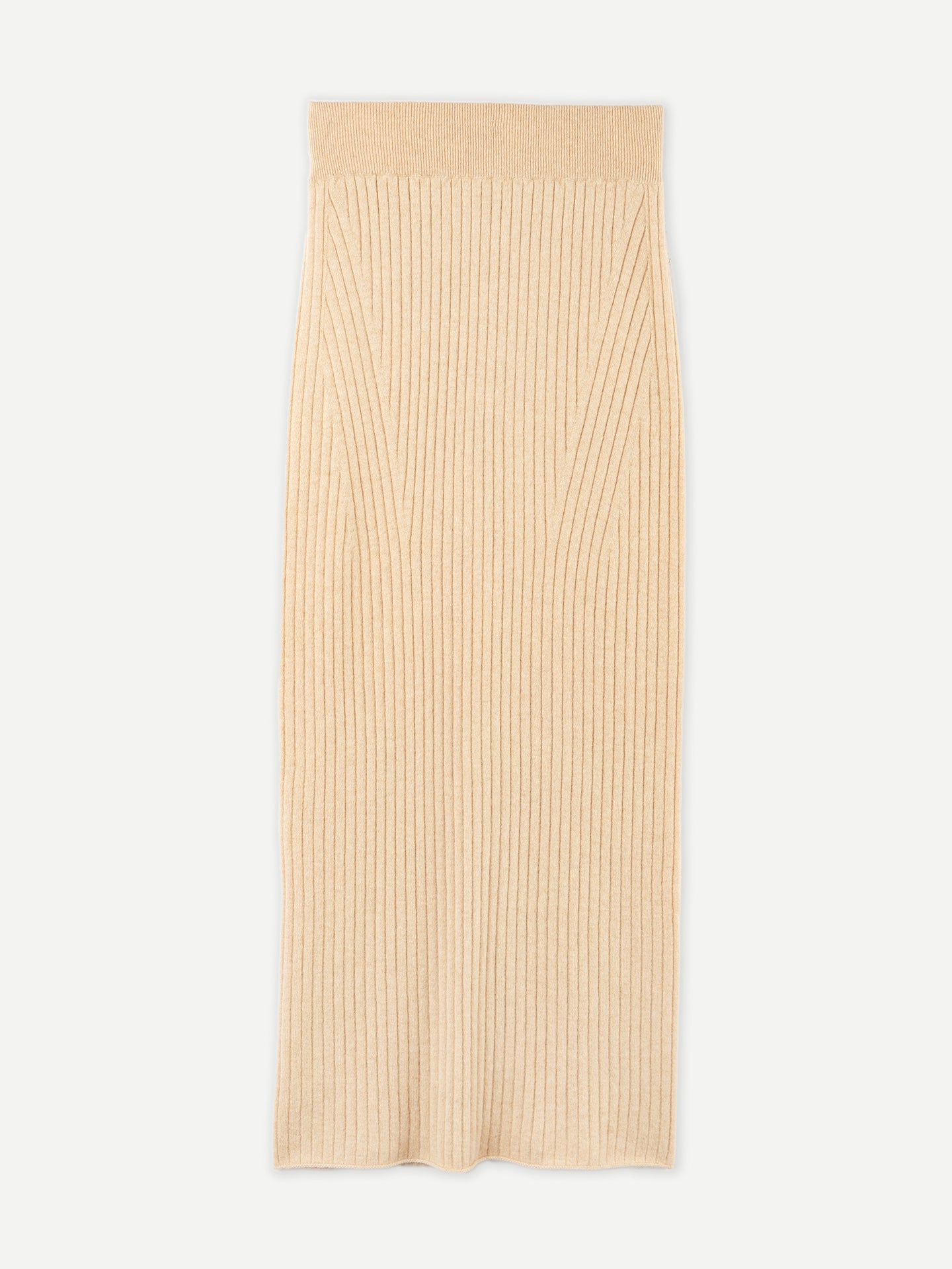 Organic Colour Cashmere Midi Skirt Beige -Gobi Cashmere