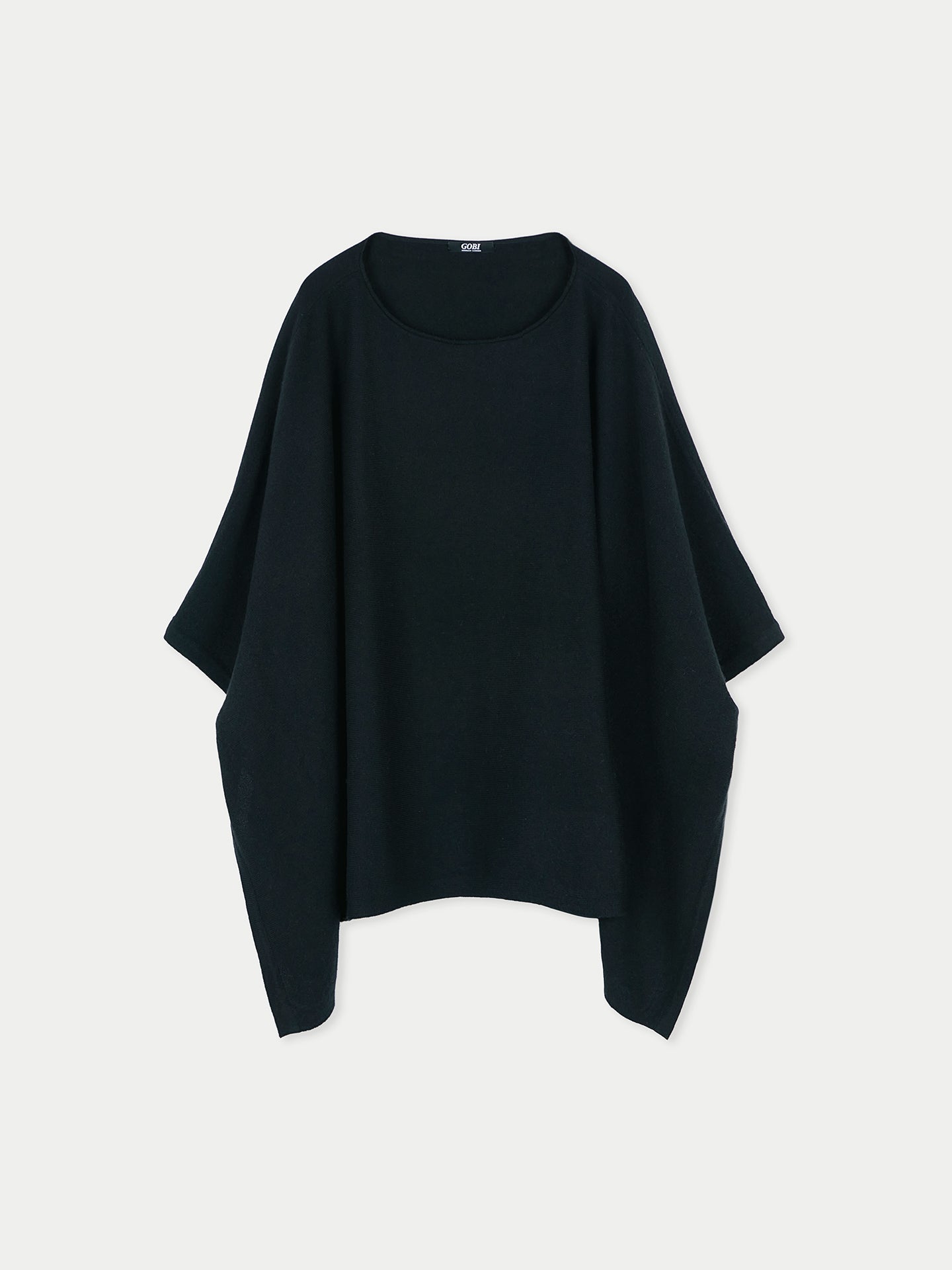 Women's Boat-Neck Cashmere Poncho Black - Gobi Cashmere