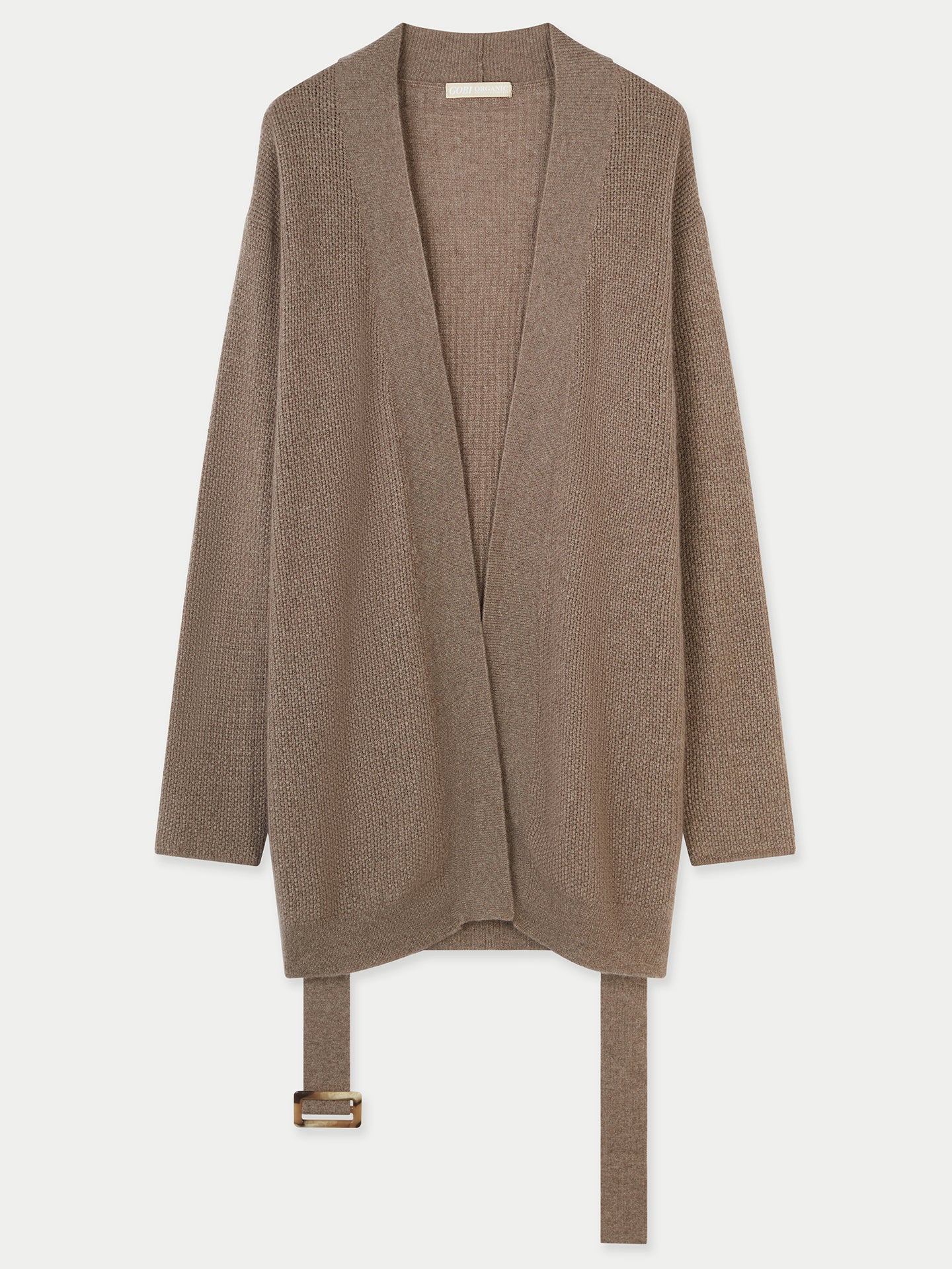 Unisex Organic Colour Belted Cashmere Cardigan Taupe - Gobi Cashmere