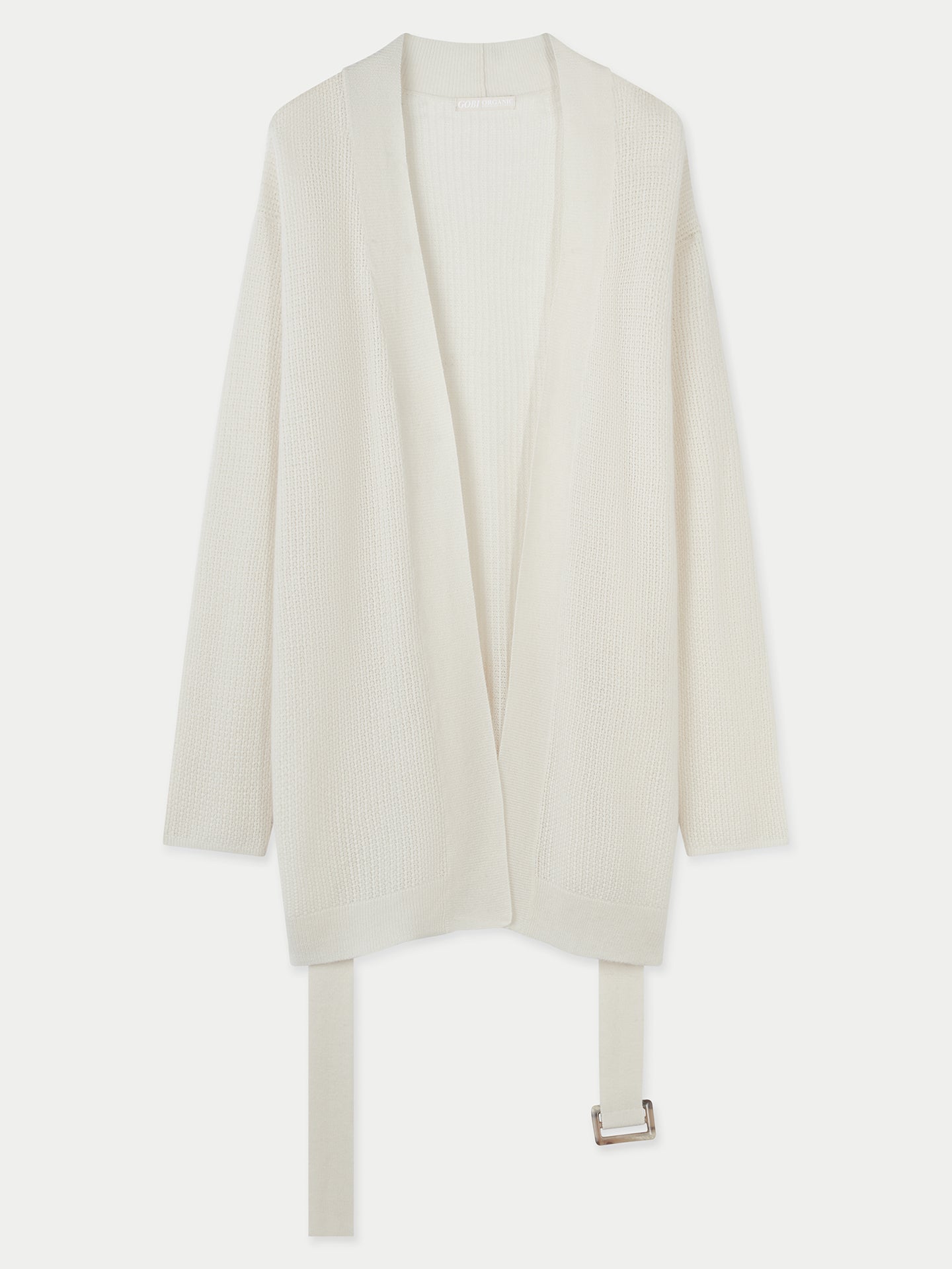 Unisex Organic Colour Belted Cashmere Cardigan Off White - Gobi Cashmere