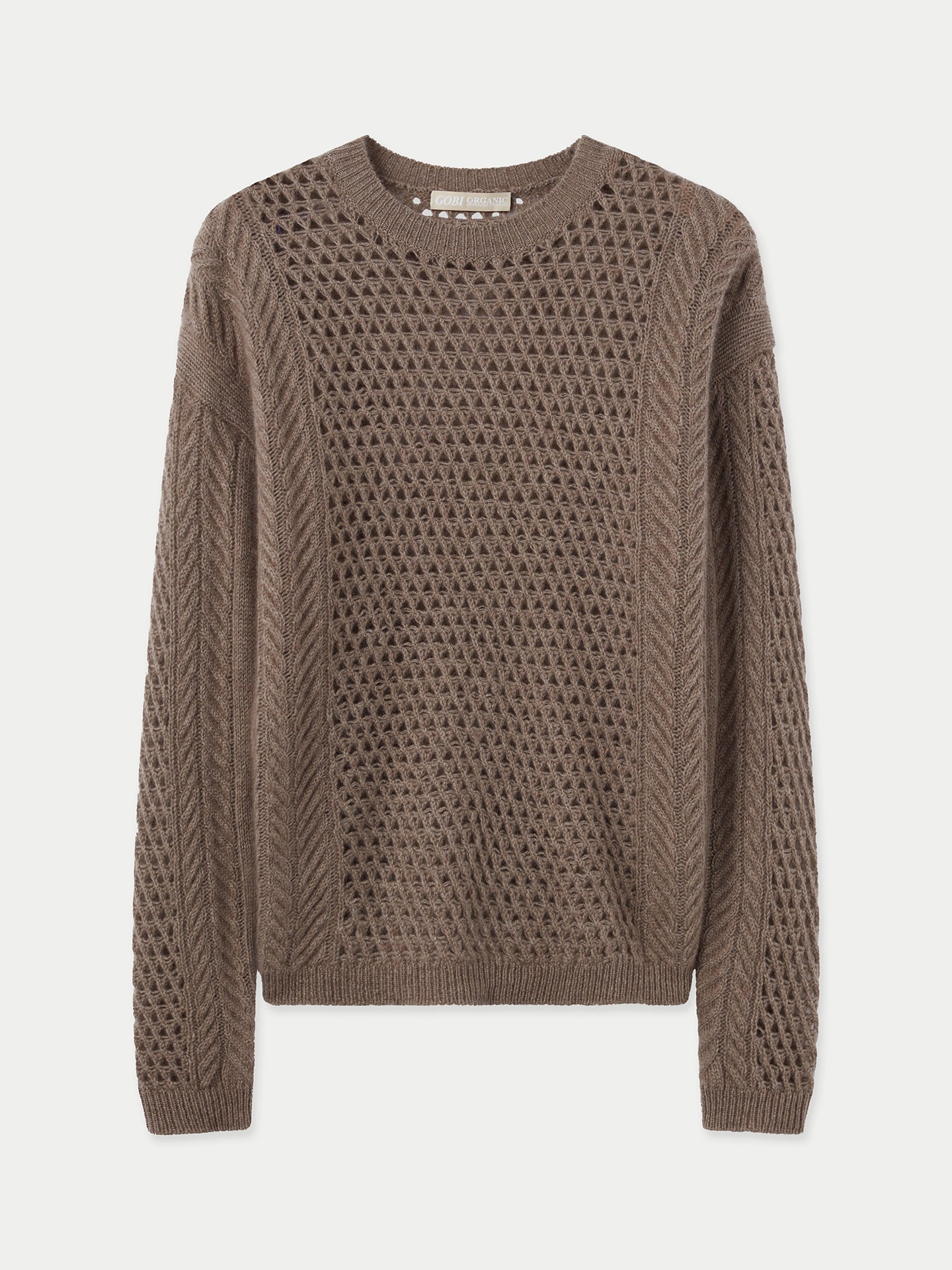 Women's Organic Cashmere Cable Knit Sweater Taupe - Gobi Cashmere