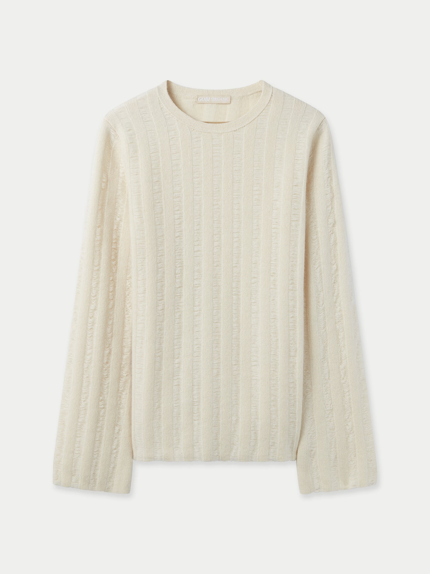 Women's Organic Colour Textured Cashmere Sweater Off White - Gobi Cashmere