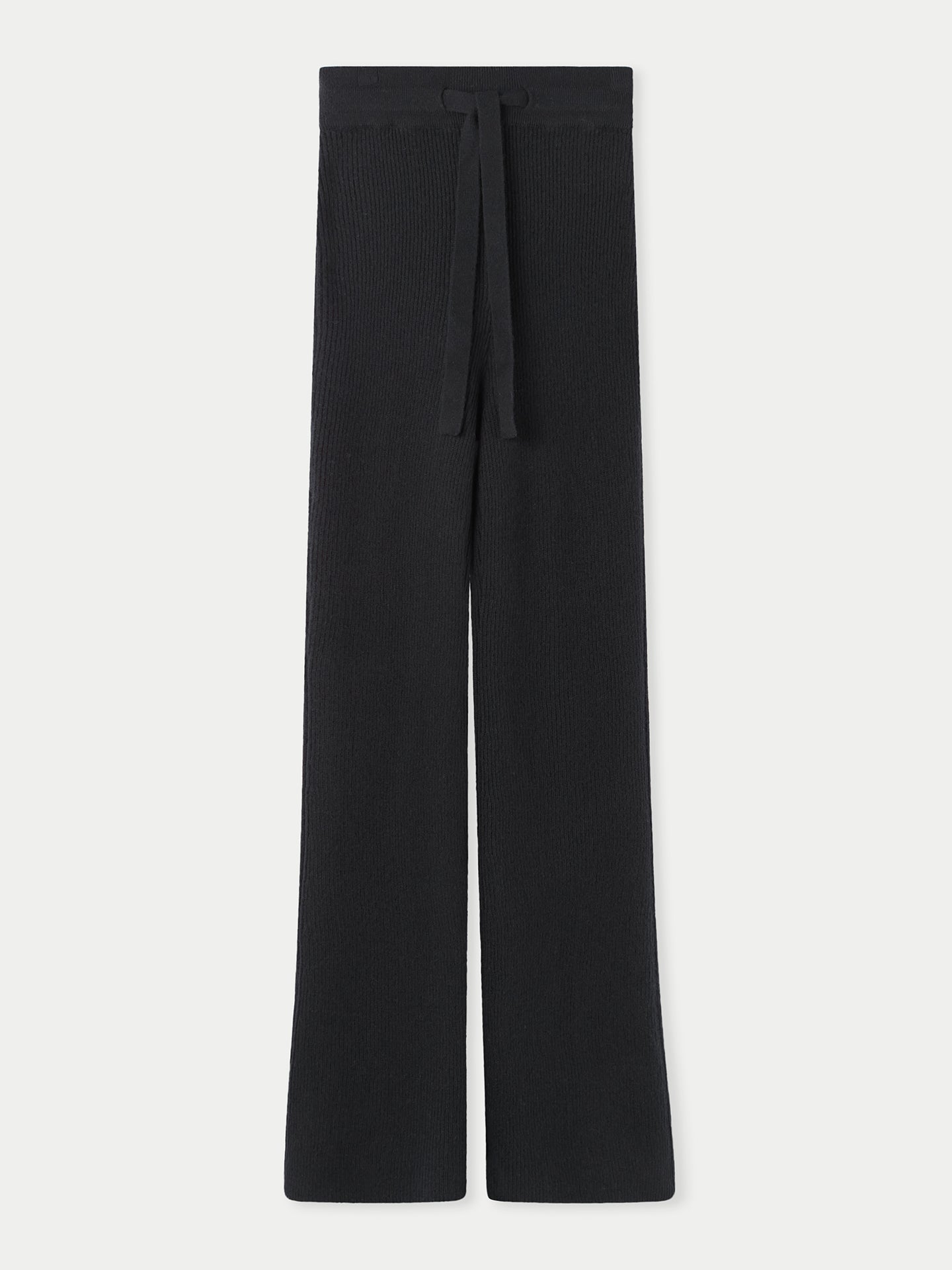 Women's Cashmere Ribbed-Knit Pants Black - Gobi Cashmere