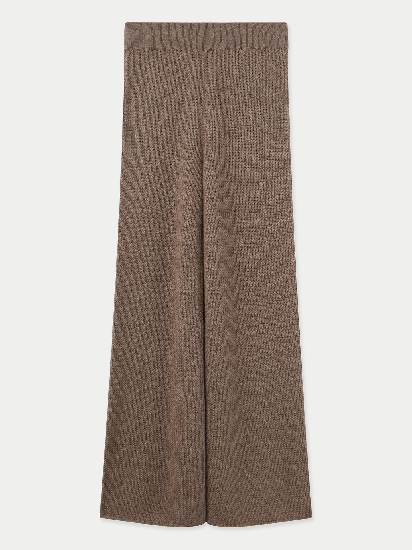 Women's Organic Cashmere Rib-Knit Flare Pants Taupe - Gobi Cashmere