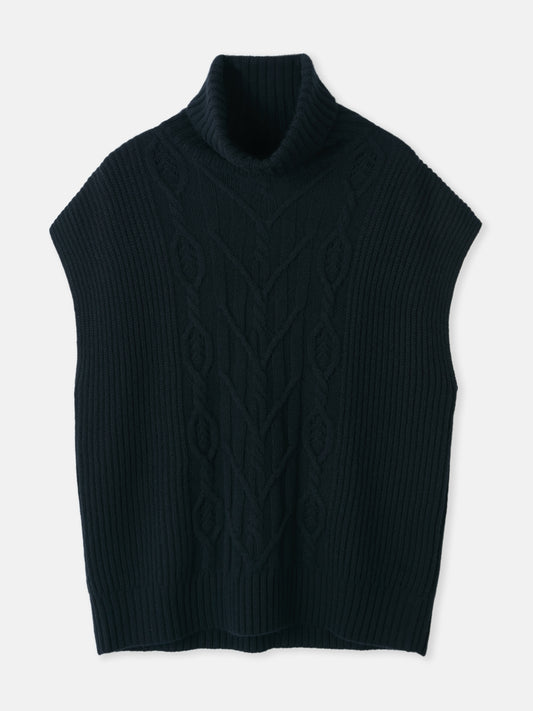 Regenerative-Cashmere Cable-Knit Sleeveless Sweater