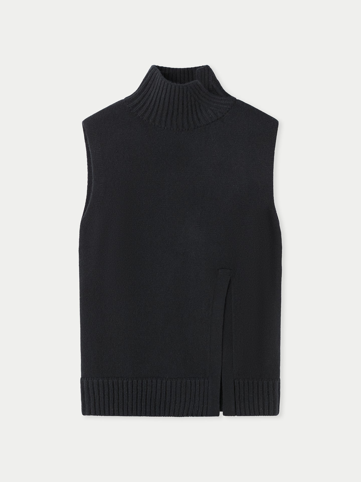 Women's Cut-Out Cashmere Vest Black - Gobi Cashmere 