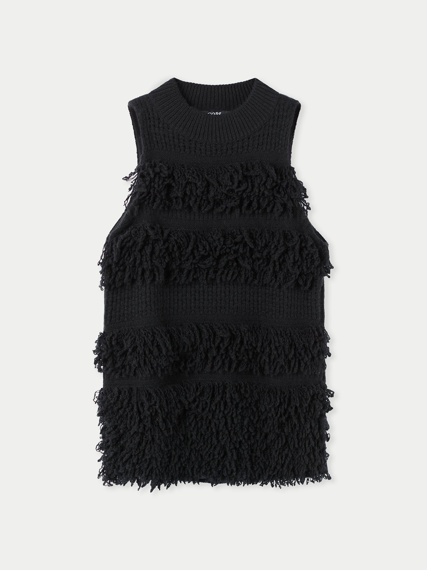 Women's Loop-Stitch Cashmere Vest Black - Gobi Cashmere