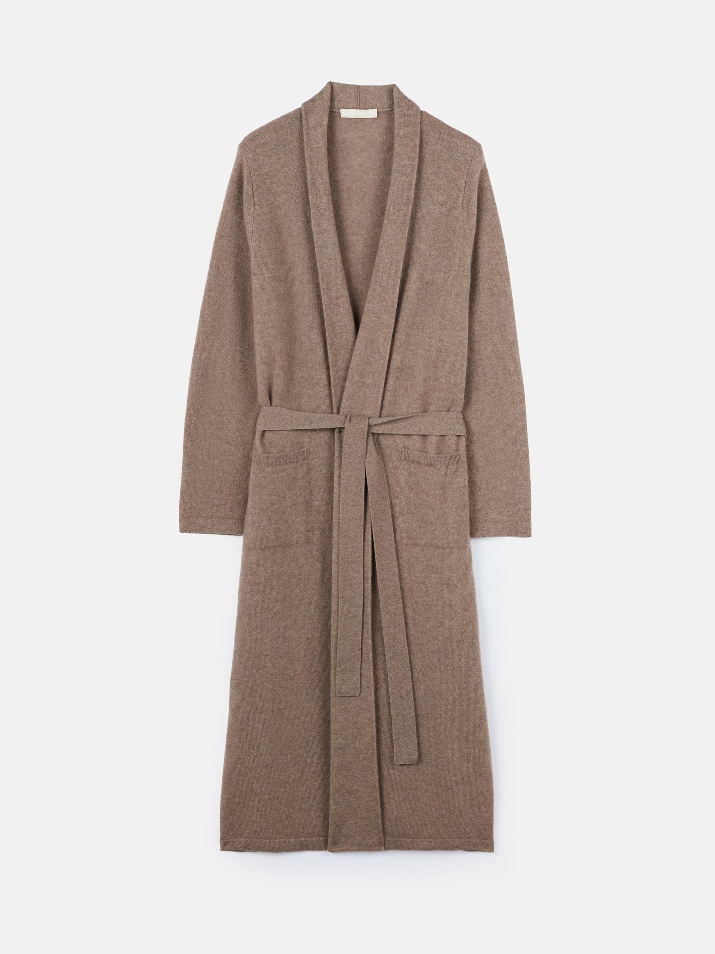 Women's Organic Colour Long Cashmere Robe Taupe - Gobi Cashmere