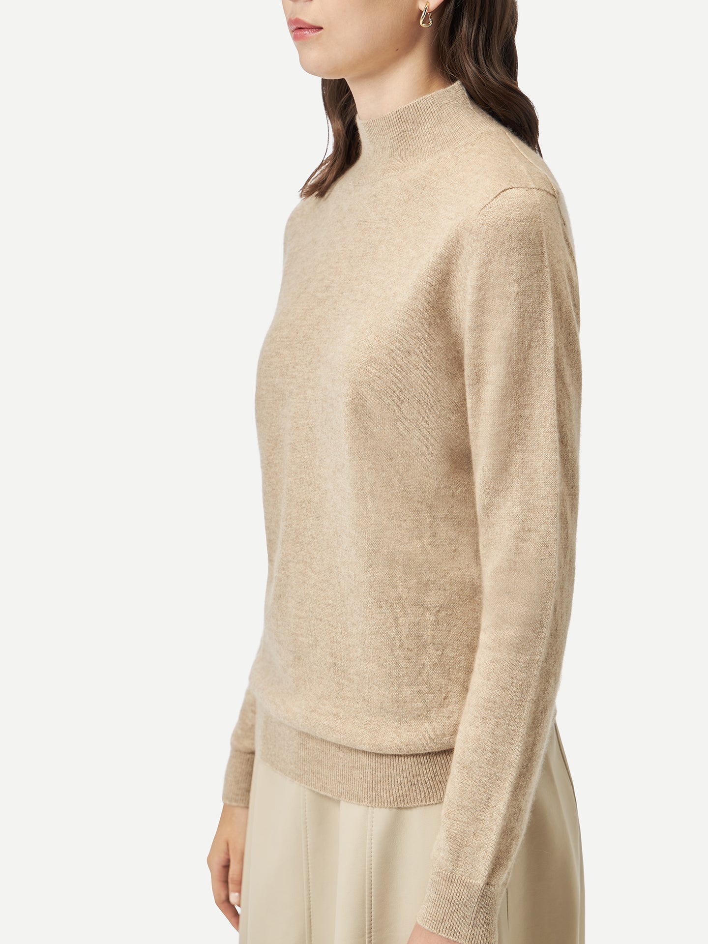 Women's Organic Cashmere Mock Neck Sweater Warm Grey - Gobi Cashmere