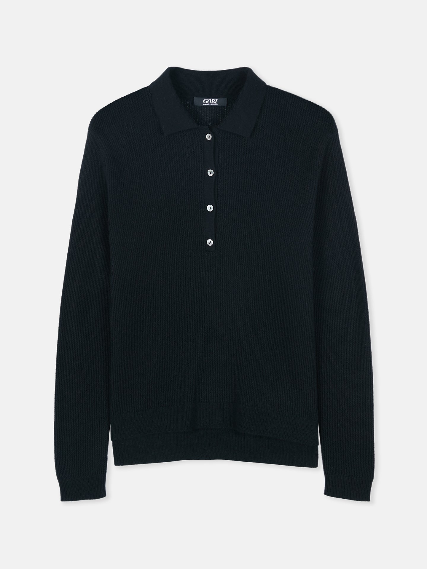 Women's Cashmere Polo Black - Gobi Cashmere