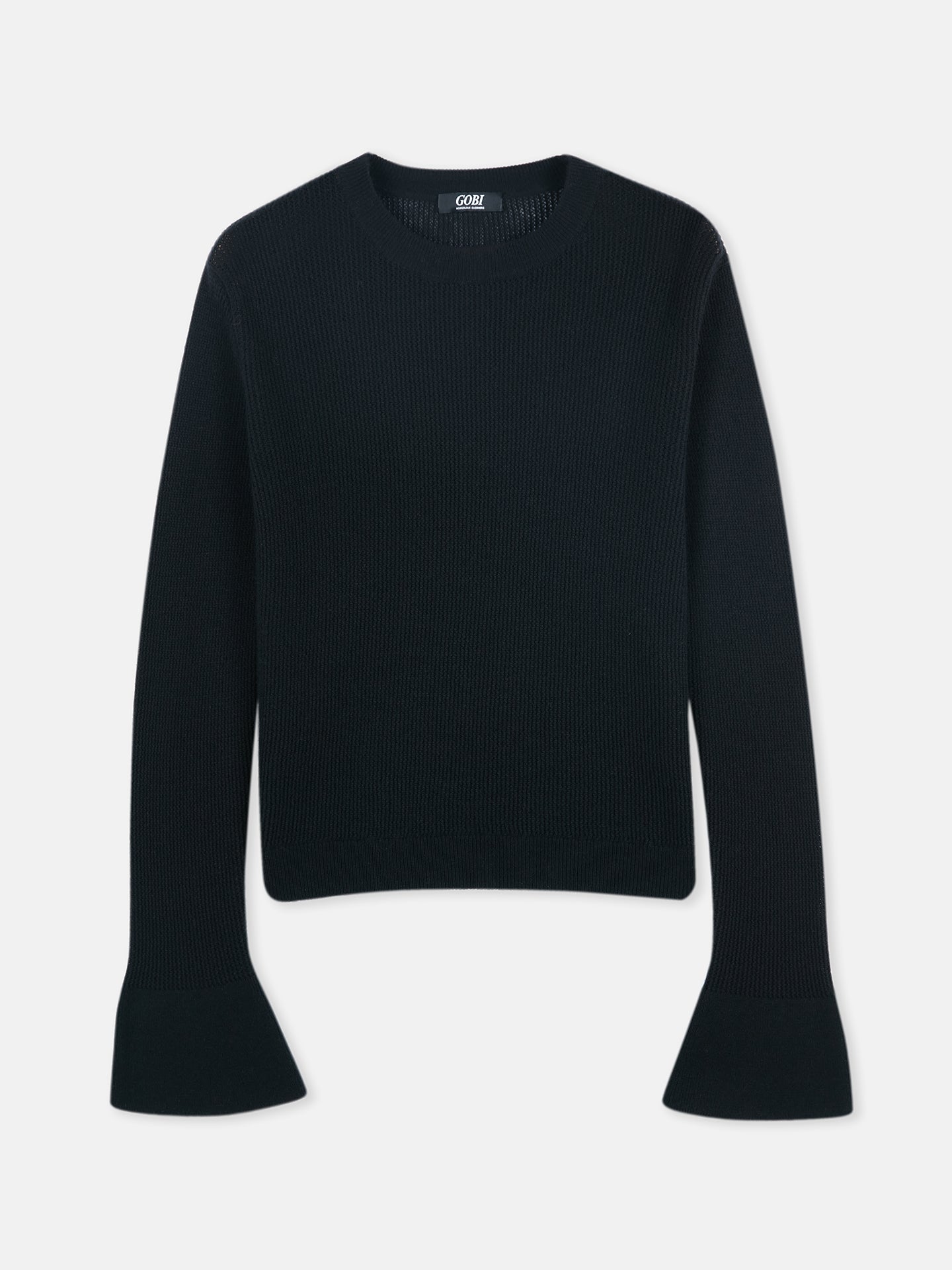 Women's Cashmere Bell-Sleeve Sweater Black - Gobi Cashmere