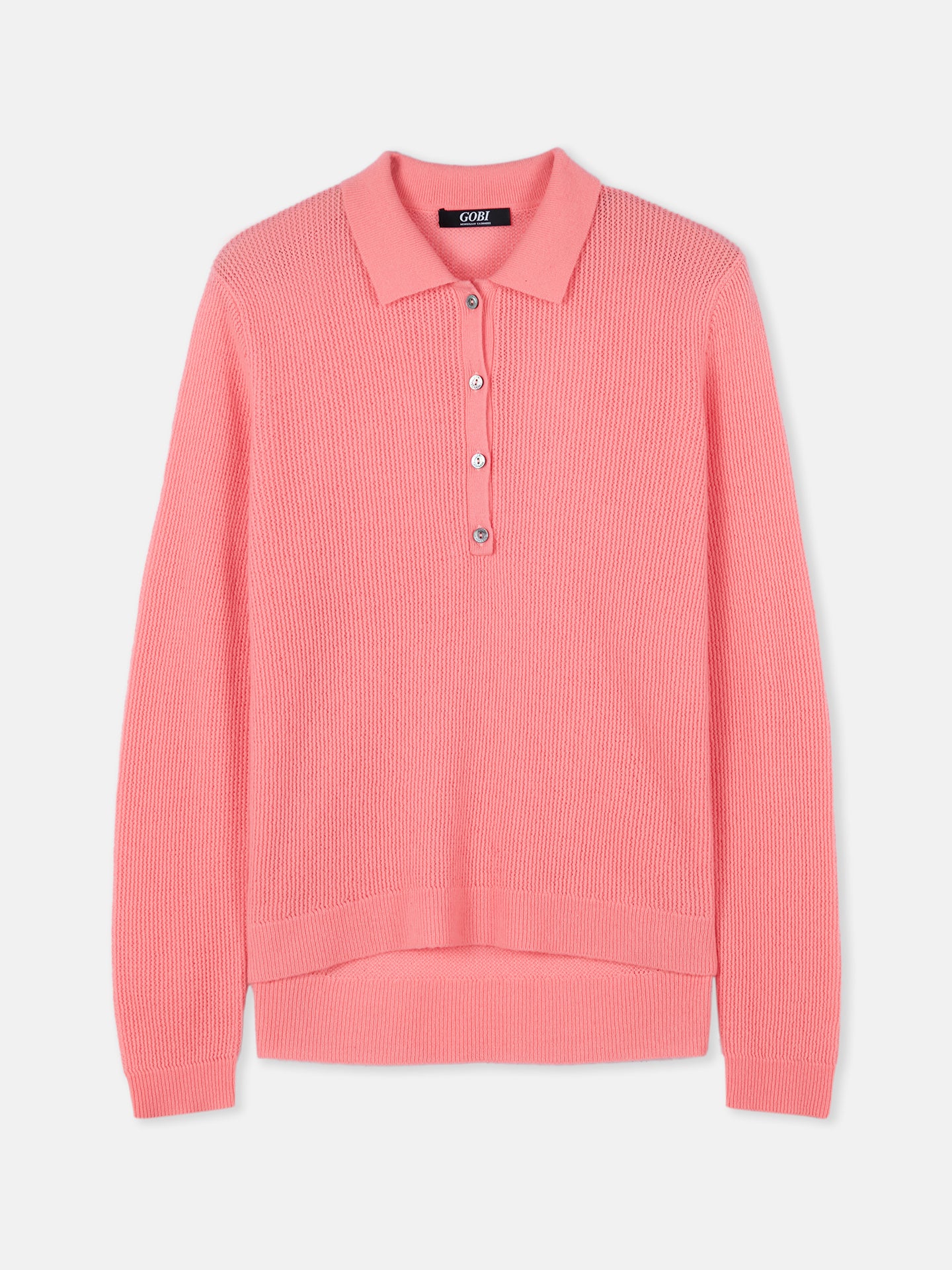 Women's Cashmere Polo Shell Pink - Gobi Cashmere