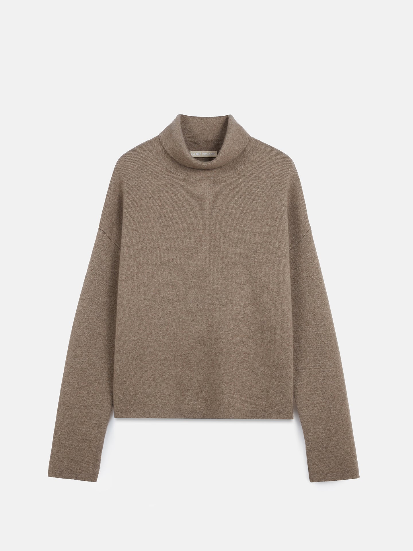 Women's Organic Cashmere Roll-Neck Sweater Taupe - Gobi Cashmere