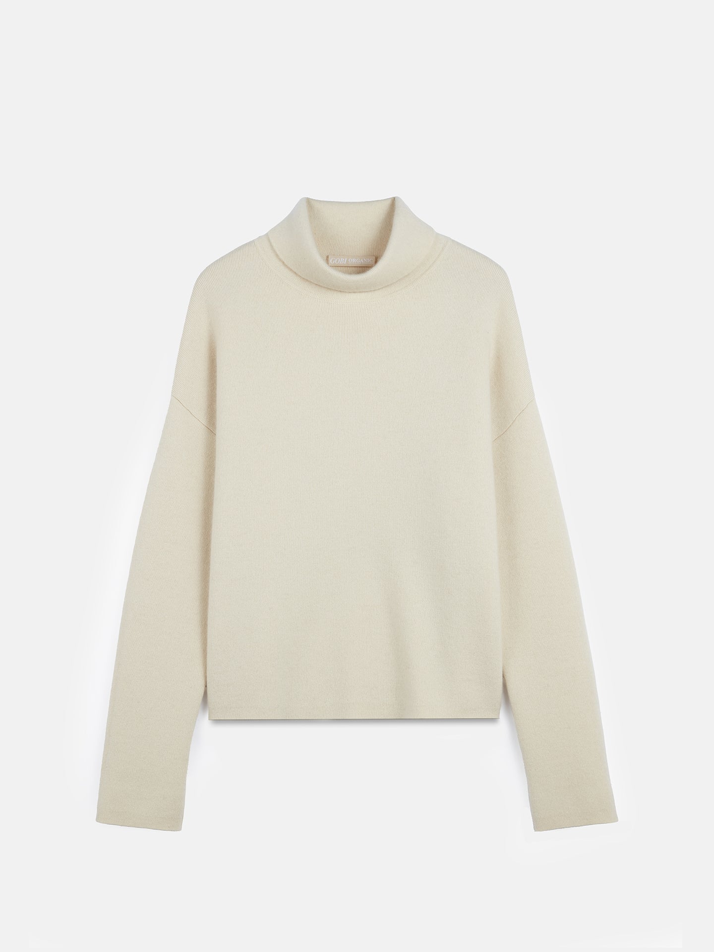 Women's Organic Cashmere Roll-Neck Sweater Off White - Gobi Cashmere