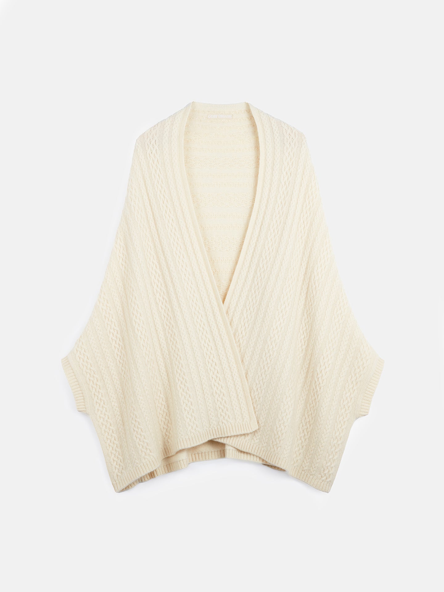 Women's Organic Colour Cable-Knit Cashmere Poncho Off White - Gobi Cashmere