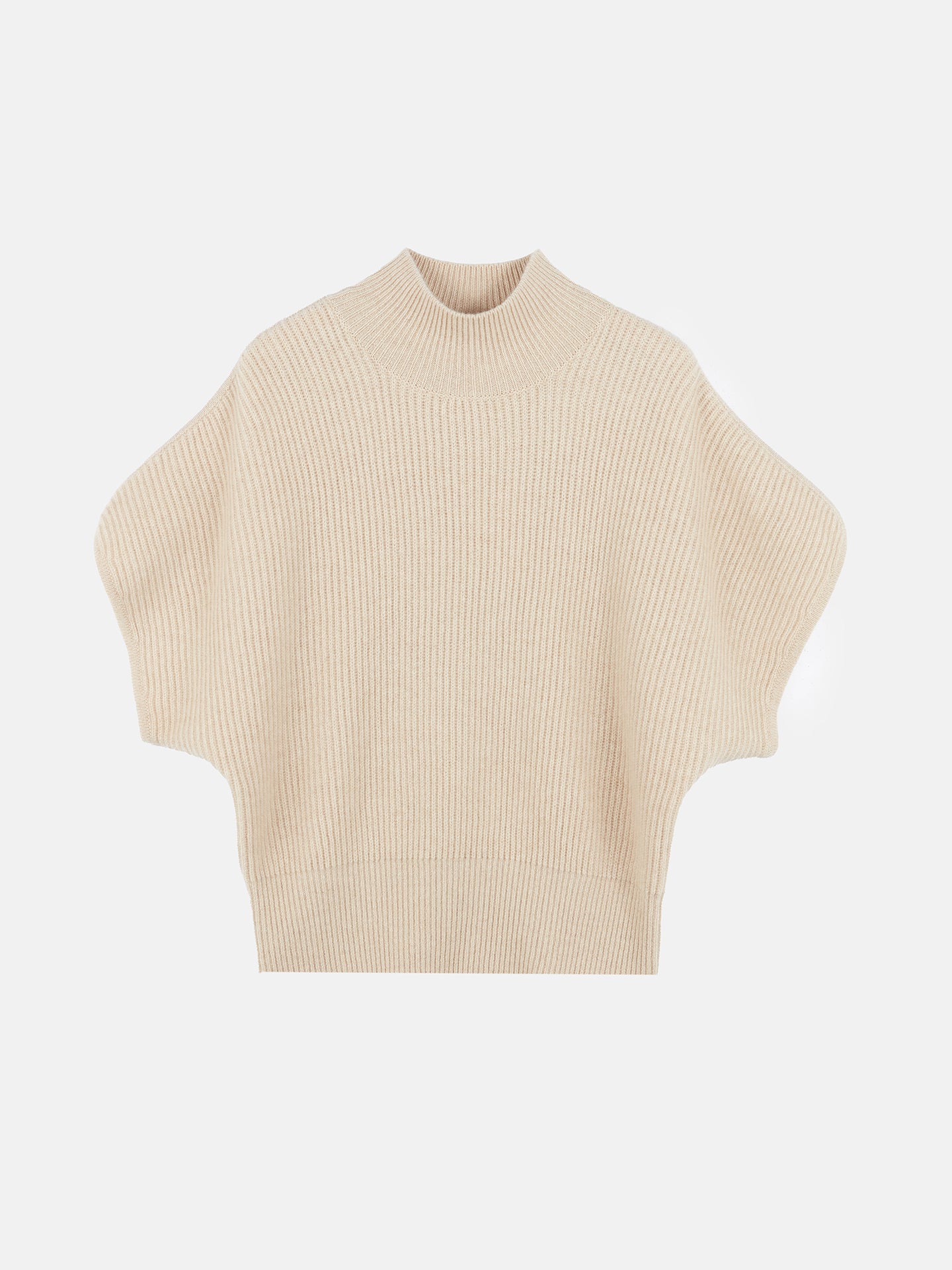 Women's Organic Cashmere Short-Sleeve Turtleneck Beige - Gobi Cashmere