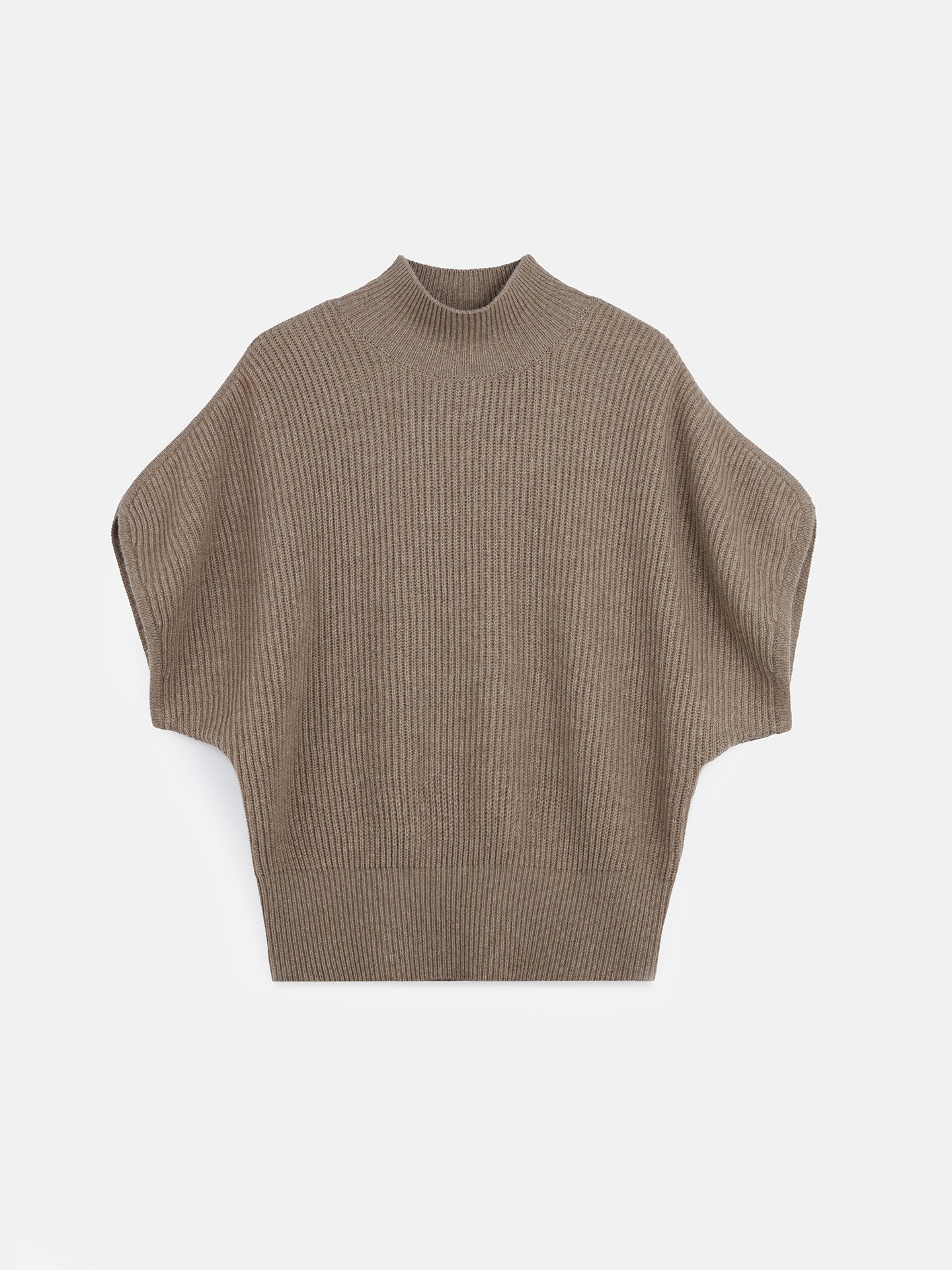 Women's Cashmere Short-Sleeve Turtleneck Taupe - Gobi Cashmere